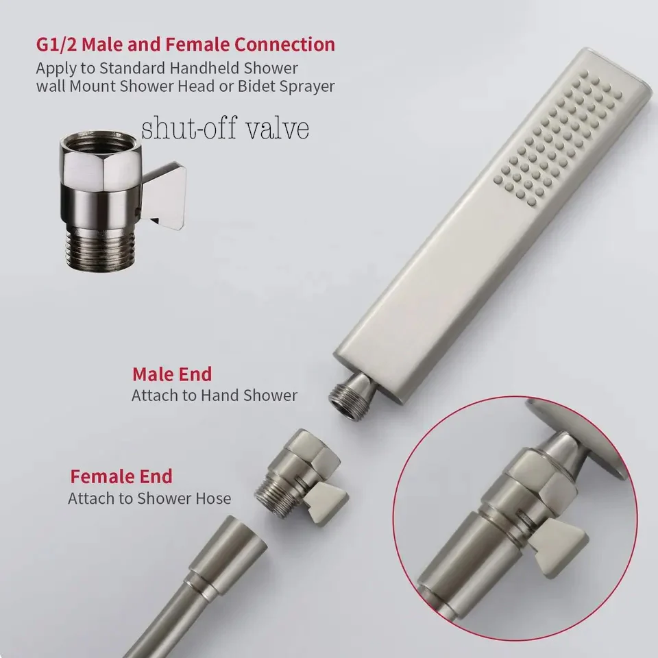 16" Brushed Nickel rainfall waterfall mist 64 led light music flush mount shower head 6 wayThermostatic Shower Faucets - Image 6