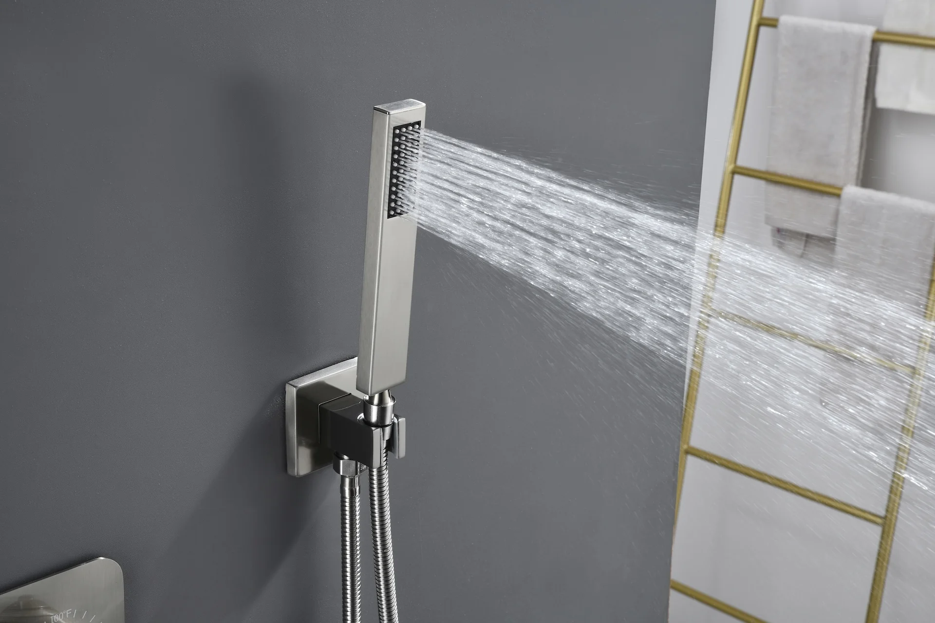 16" Brushed Nickel rainfall waterfall mist 64 led light music flush mount shower head 6 wayThermostatic Shower Faucets - Image 8