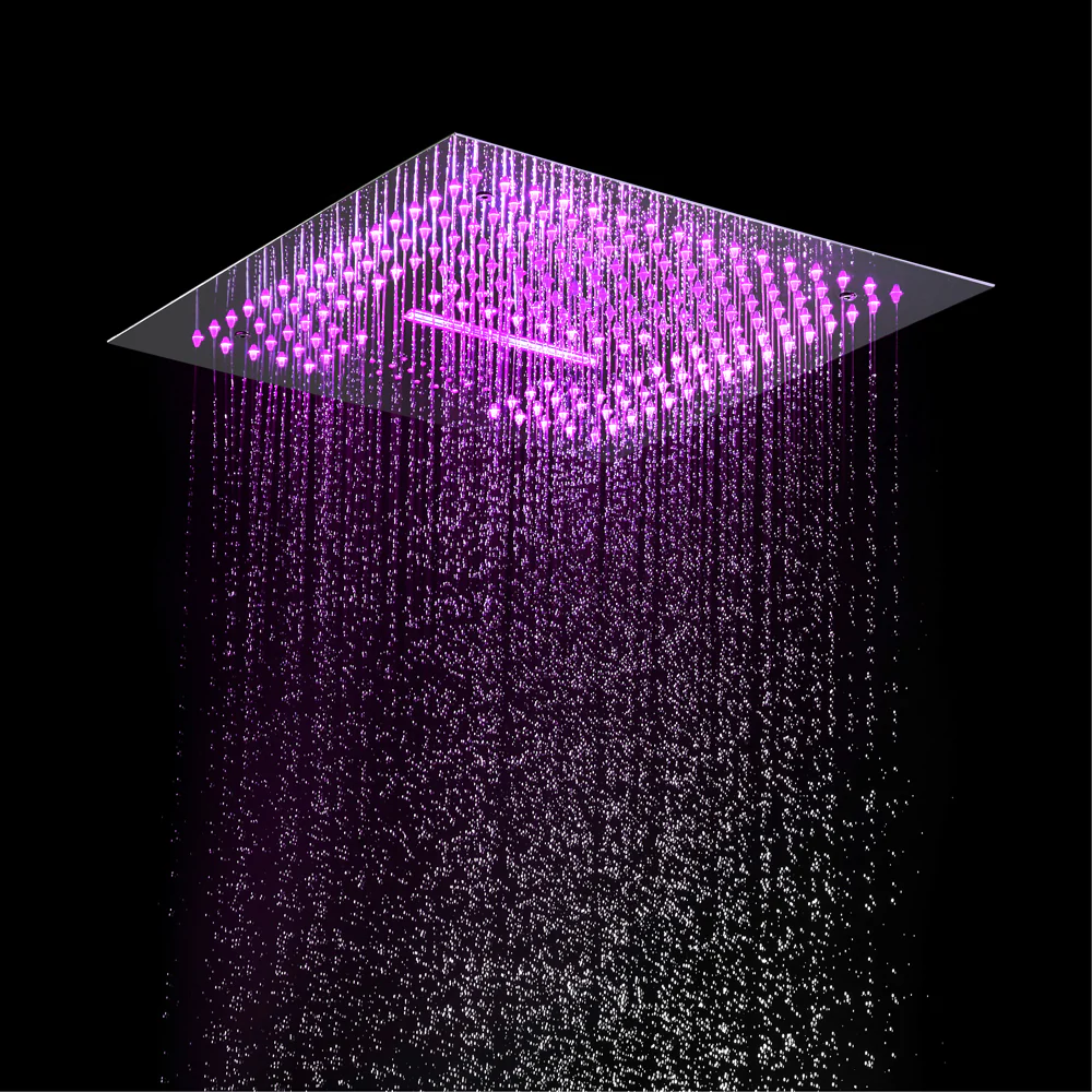 16-Inch Matte Black Thermostatic Shower Faucet: Flush-Mounted, 64-Color LED Lighting, Bluetooth Music, 4-Way Control, and 4-Inch Body Jet Features - Image 5