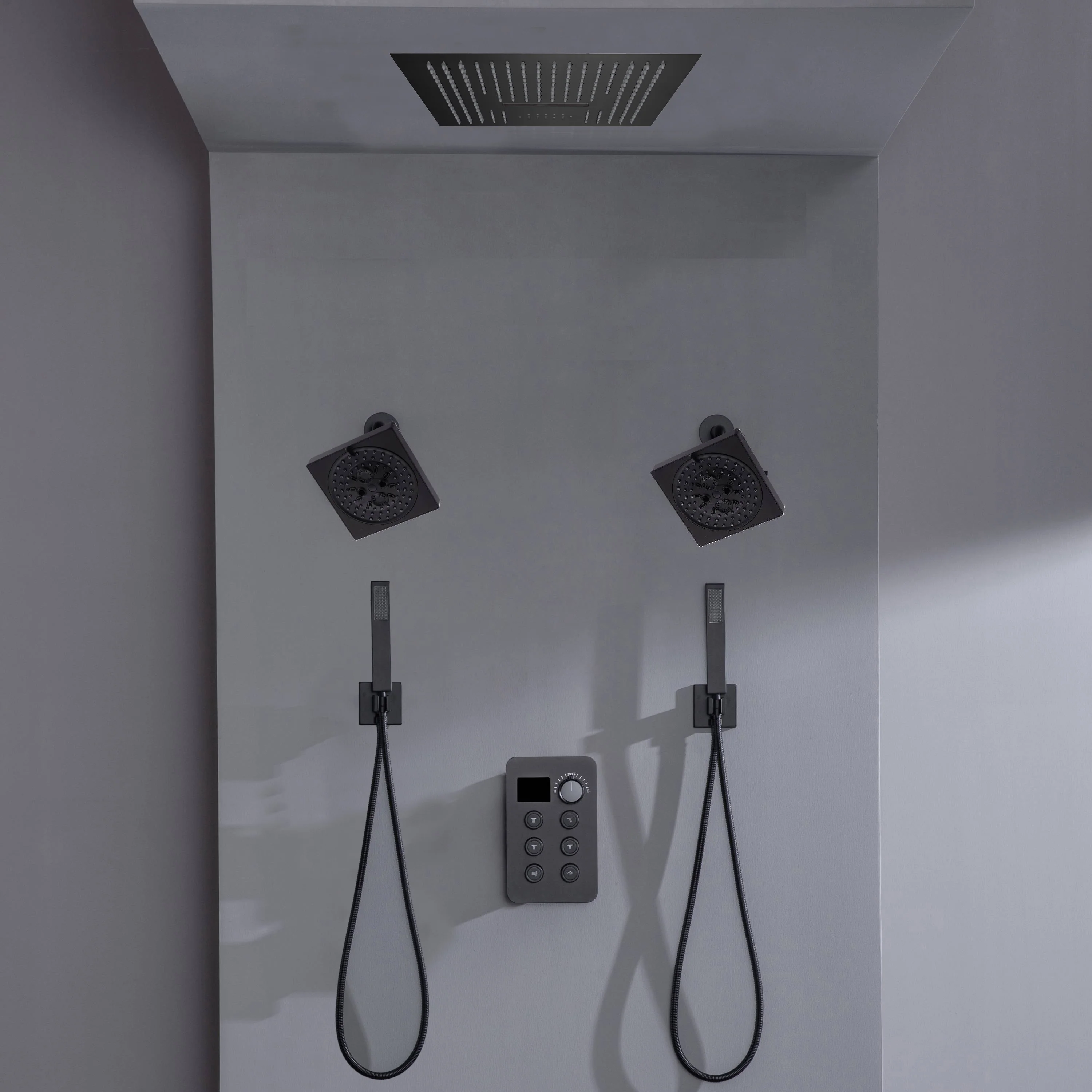 16-inch Bluetooth Music LED 6-Way Digital Thermostatic Shower System with Waterfall,Dual Handle Wands, Regular Head - Image 5
