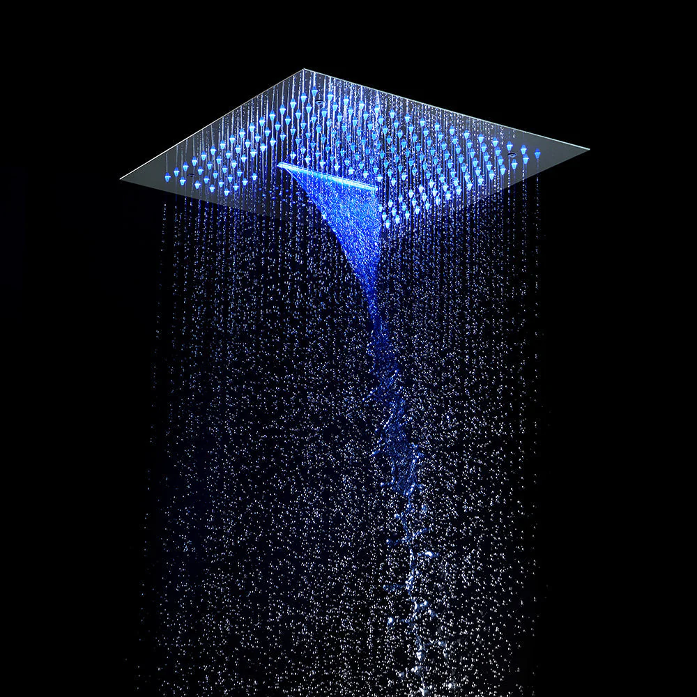 16-Inch Chrome or Brushed Nickel Shower Faucet: Flush-Mounted, 3-Way Control, 64-Color LED Lighting, Bluetooth Music - Image 6