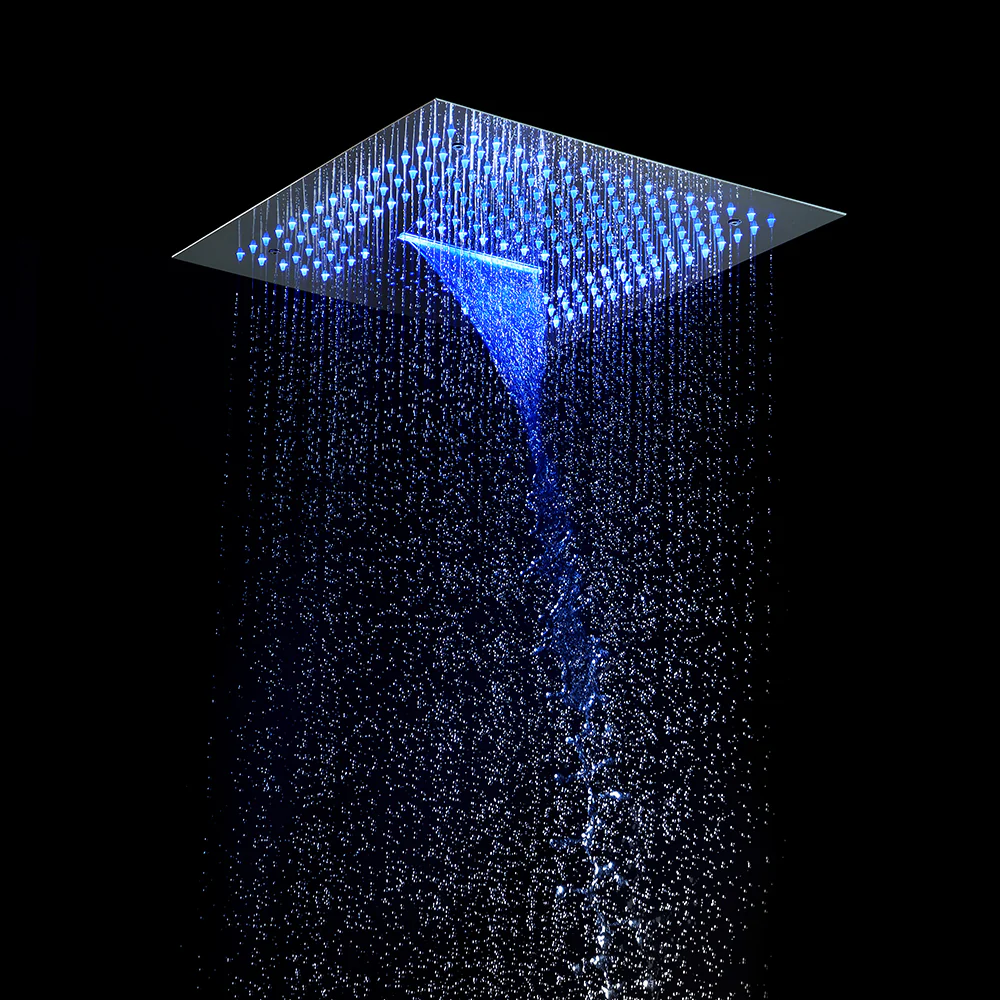 16-Inch Matte Black Flush-Mounted 3-Way Digital Thermostatic Shower Faucet with 64-LED Colors and Bluetooth Music Capabilities - Image 10