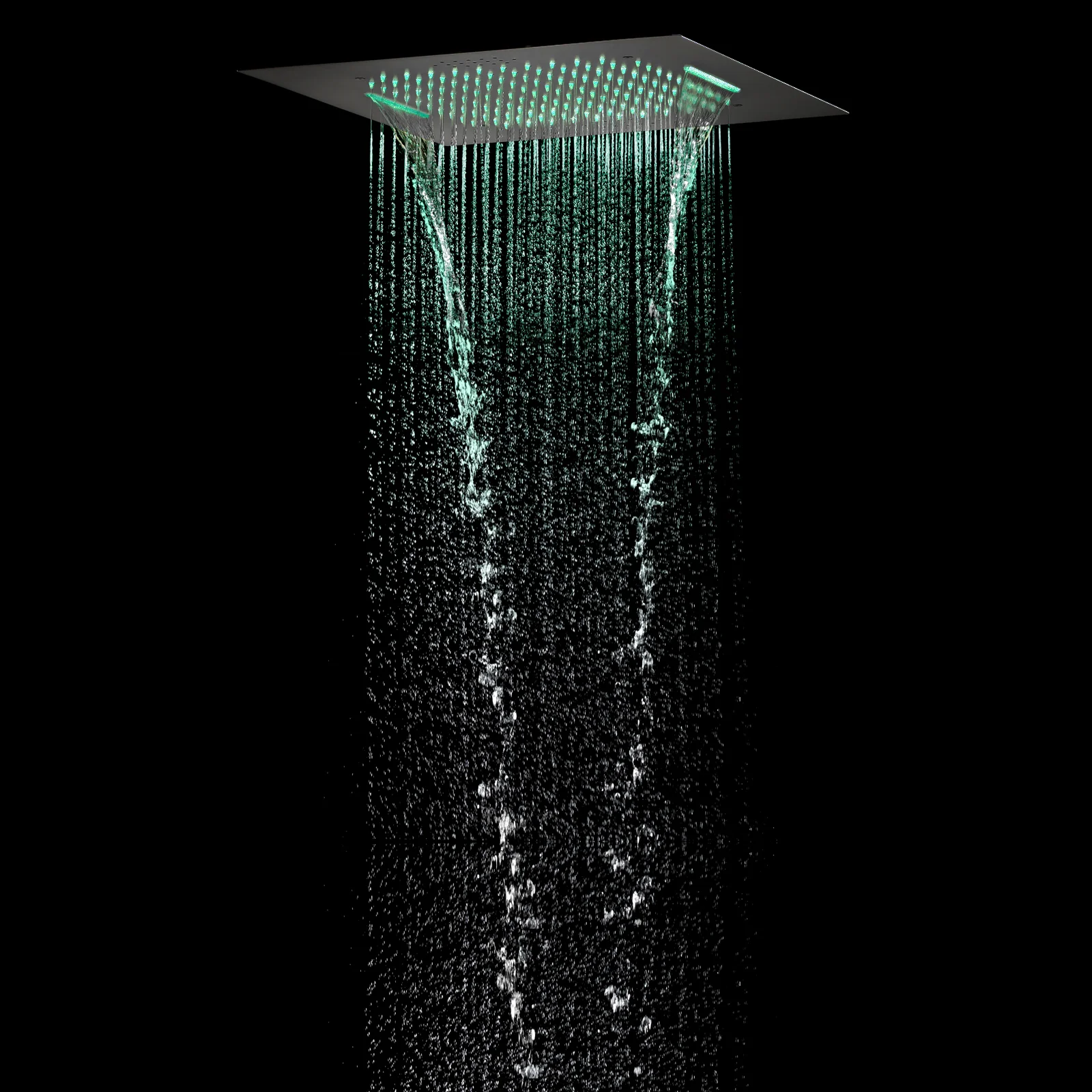 waterfall rainfall 20'' or 24 '' Flushed on ceiling matte Black 3 way thermostatic shower faucets - Image 21