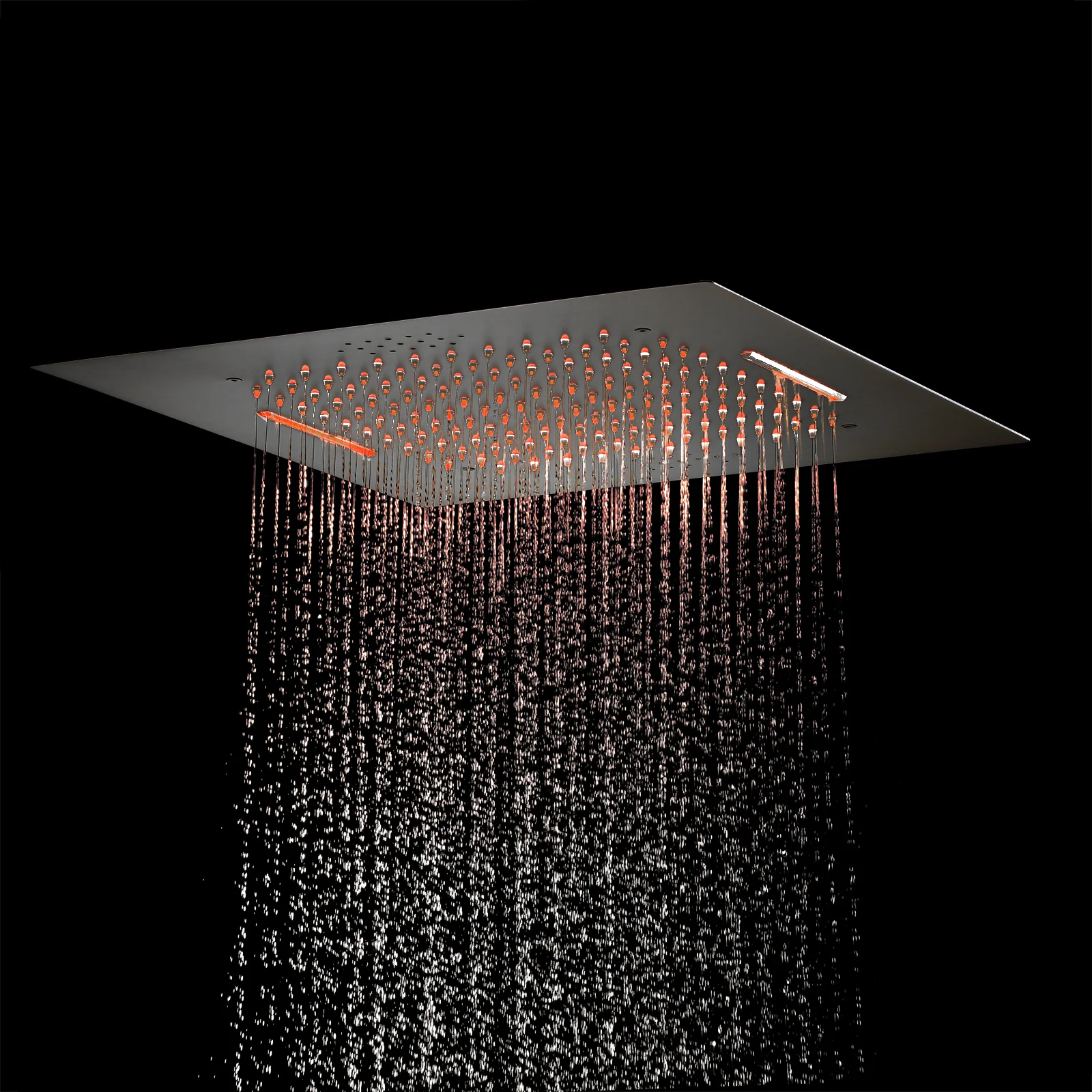 waterfall rainfall 20'' or 24 '' Flushed on ceiling matte Black 3 way thermostatic shower faucets - Image 24