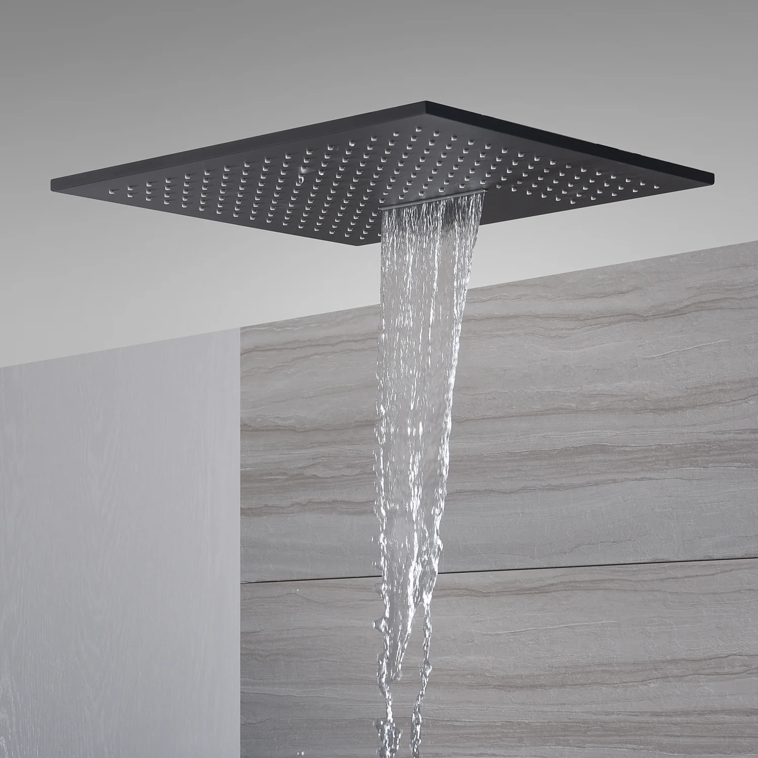 waterfall rainfall 20'' or 24 '' Flushed on ceiling matte Black 3 way thermostatic shower faucets - Image 8
