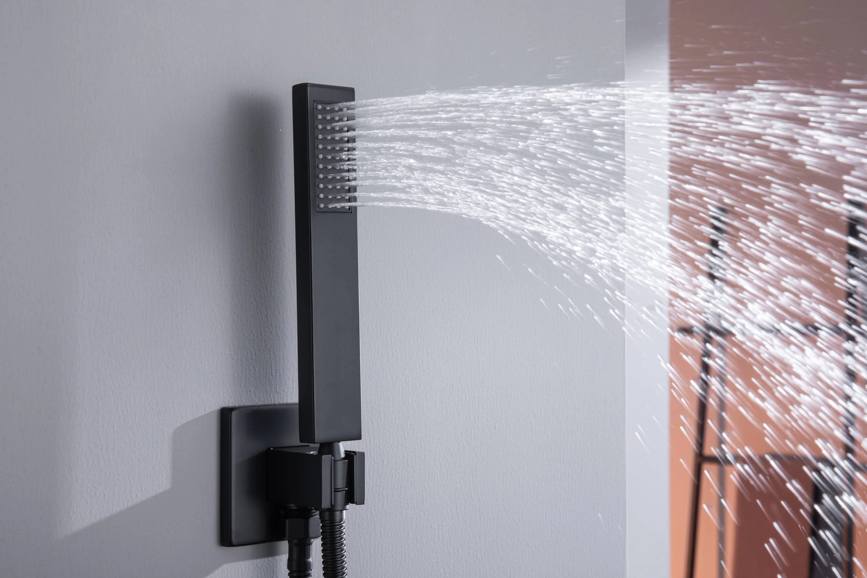 40 inch x 20 inch rainfall shower head 64 led light 6 way digital display shower faucet with dual regular heads and body jets - Image 30