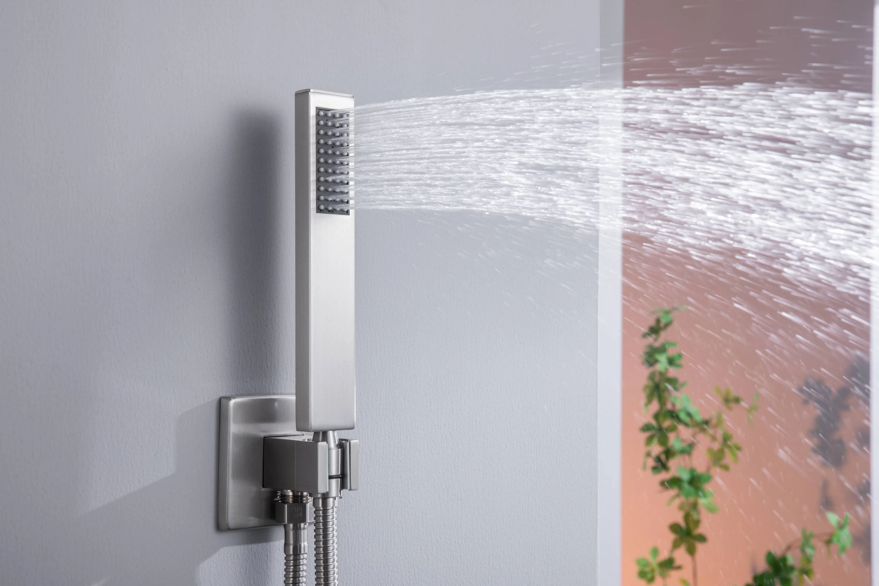 40 inch x 20 inch rainfall shower head 64 led light 6 way digital display shower faucet with dual regular heads and body jets - Image 53