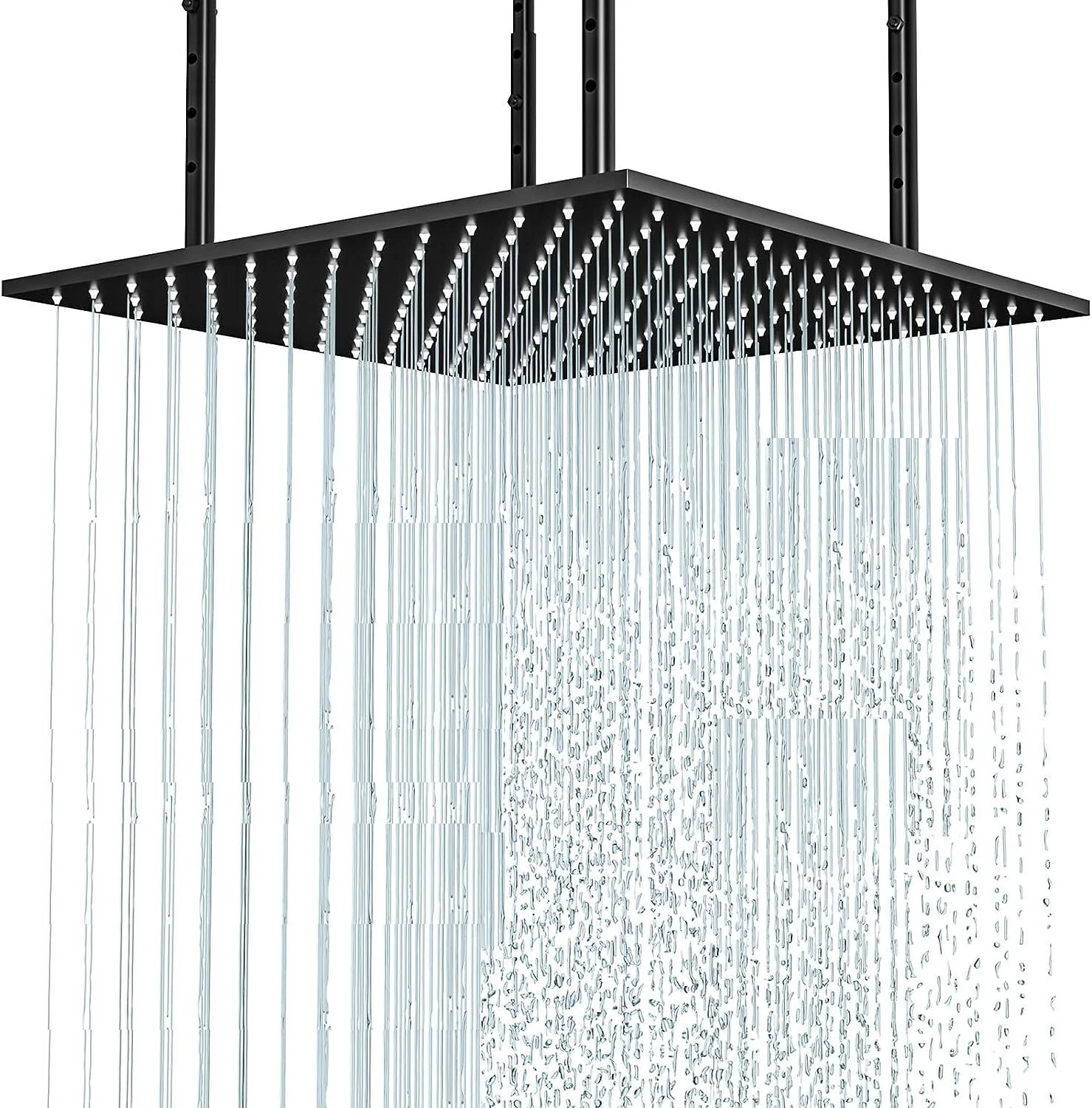 20-Inch or 24-Inch Matte Black Flush Mount Rainfall Shower System: Complete with 6-Way Thermostatic Valve and 6 Body Jets and Dual Regular Heads - Image 14