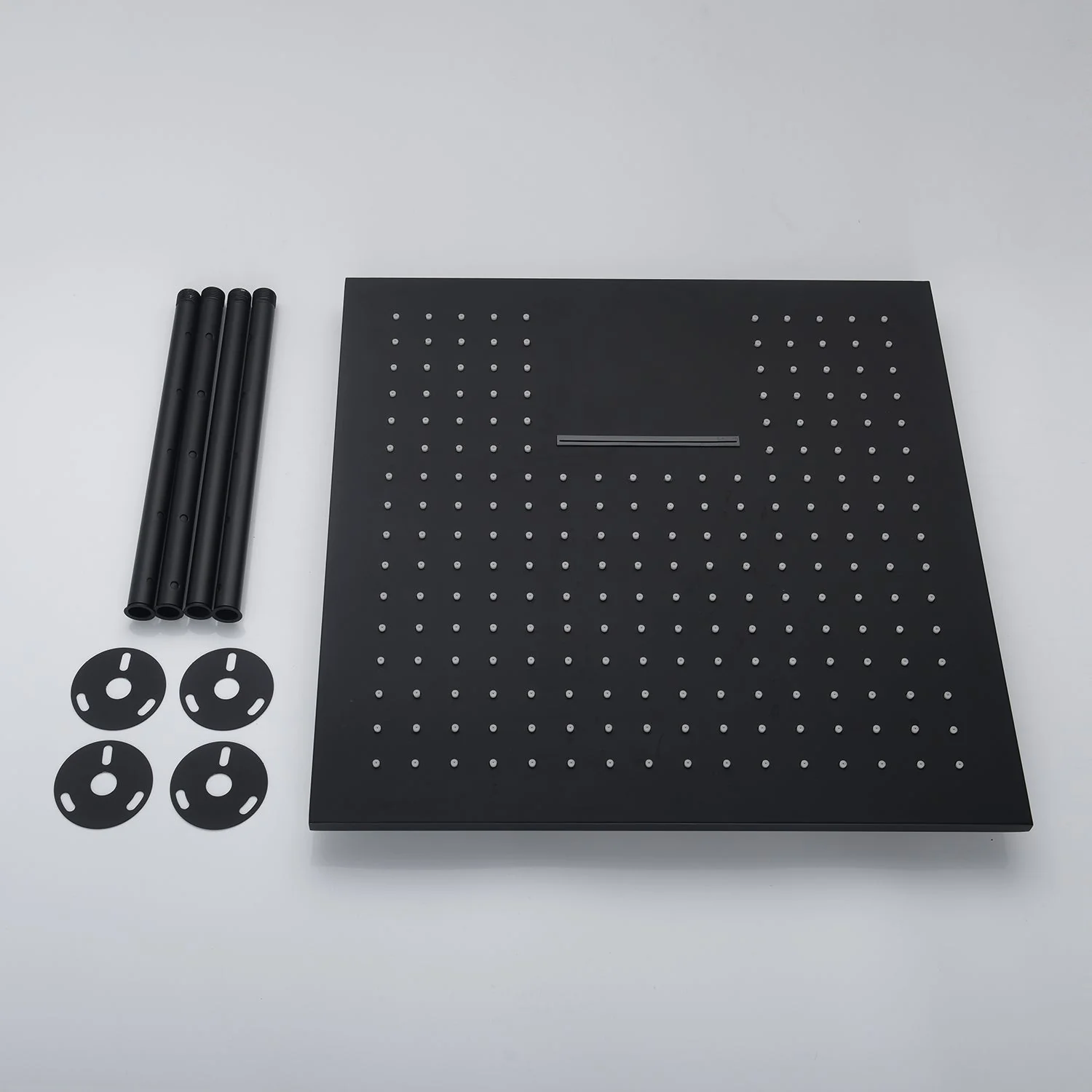 20-Inch Matte Black Flush or Ceiling Mount Rainfall Waterfall Shower System: Complete with 6-Way Thermostatic Valve and 6 Body Jets and Dual Regular Head - Image 10