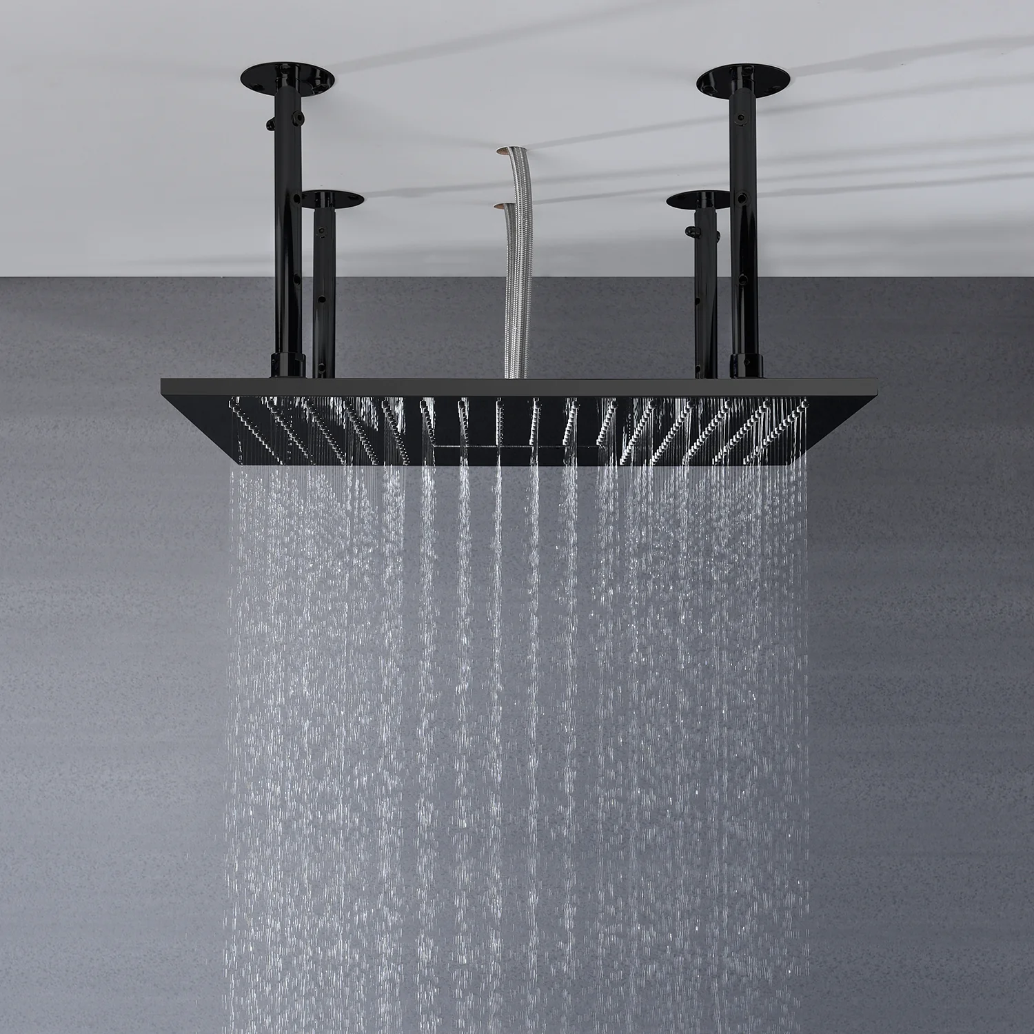20inch matte black ceiling mount rainfall waterfall shower systems 3 way digital thermostatic valve - Image 15