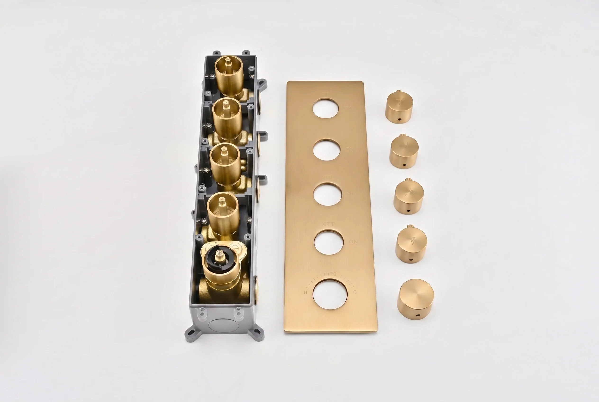 The Ultimate 22'' Brushed Nickel or brushed gold 4-Way Thermostatic Shower Faucet with Waterfall, Rain Massage, Body Jet Spray, and Sliding Bar - Image 3