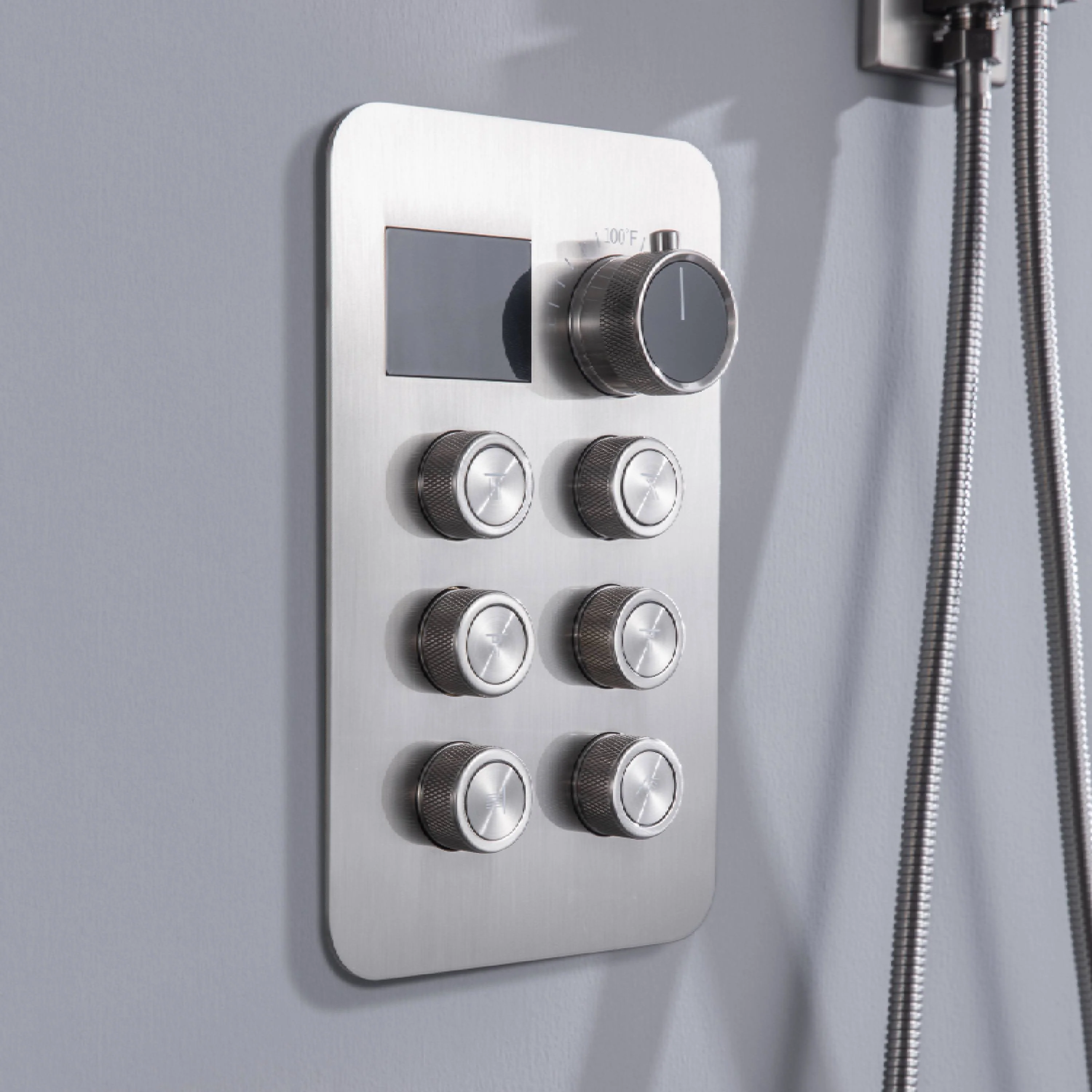 Flush Mount Bluetooth Music 64 LED Light Shower Head with 6-Way Digital Faucet, 6" Regular Head, 6 Body Jets and Tub Spout - Image 35
