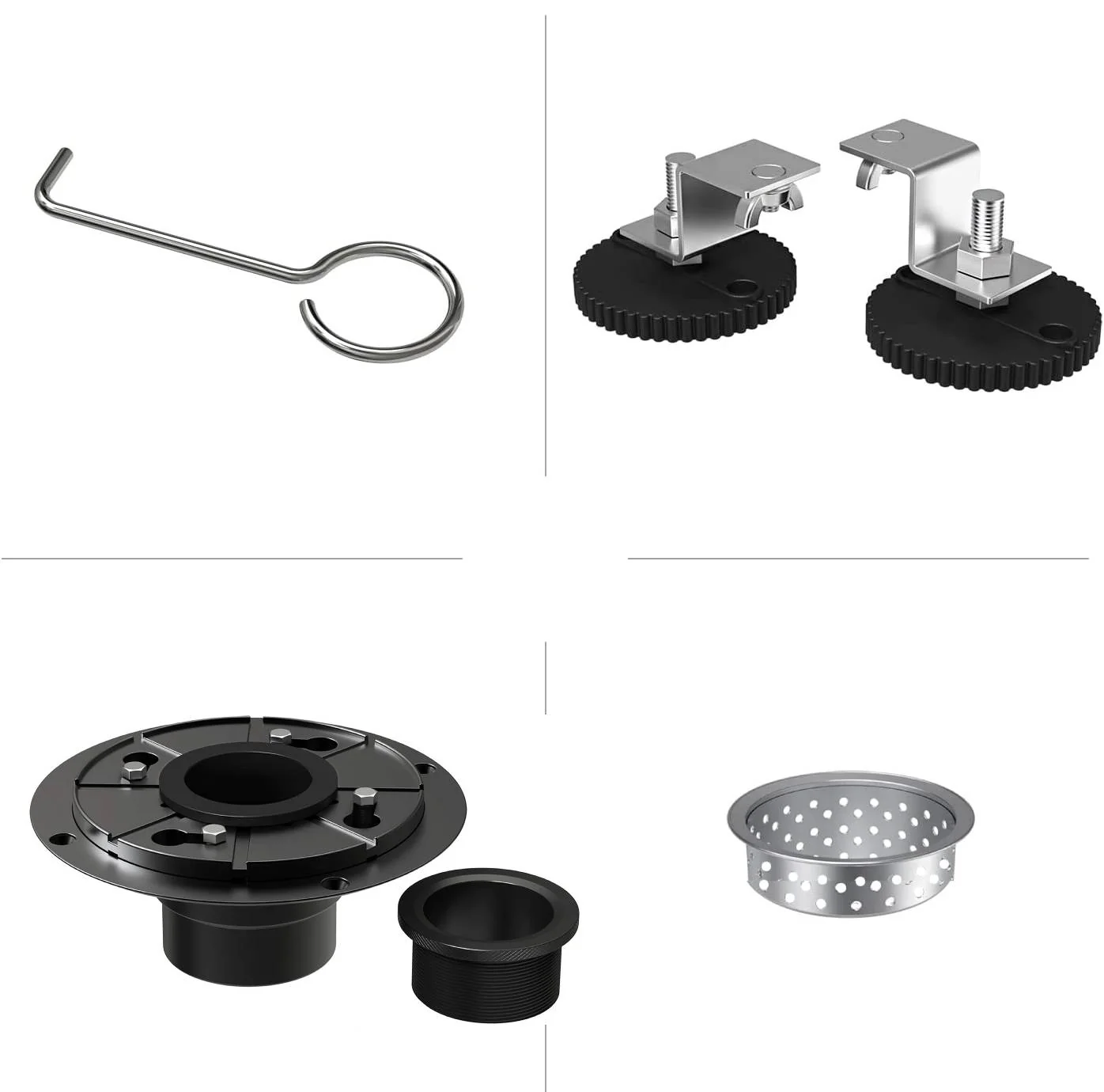 matte black Linear shower drain stainless steel material 24 inch with tile insert 2-in-1 cover with hair strainer and adjustment feet - Image 3