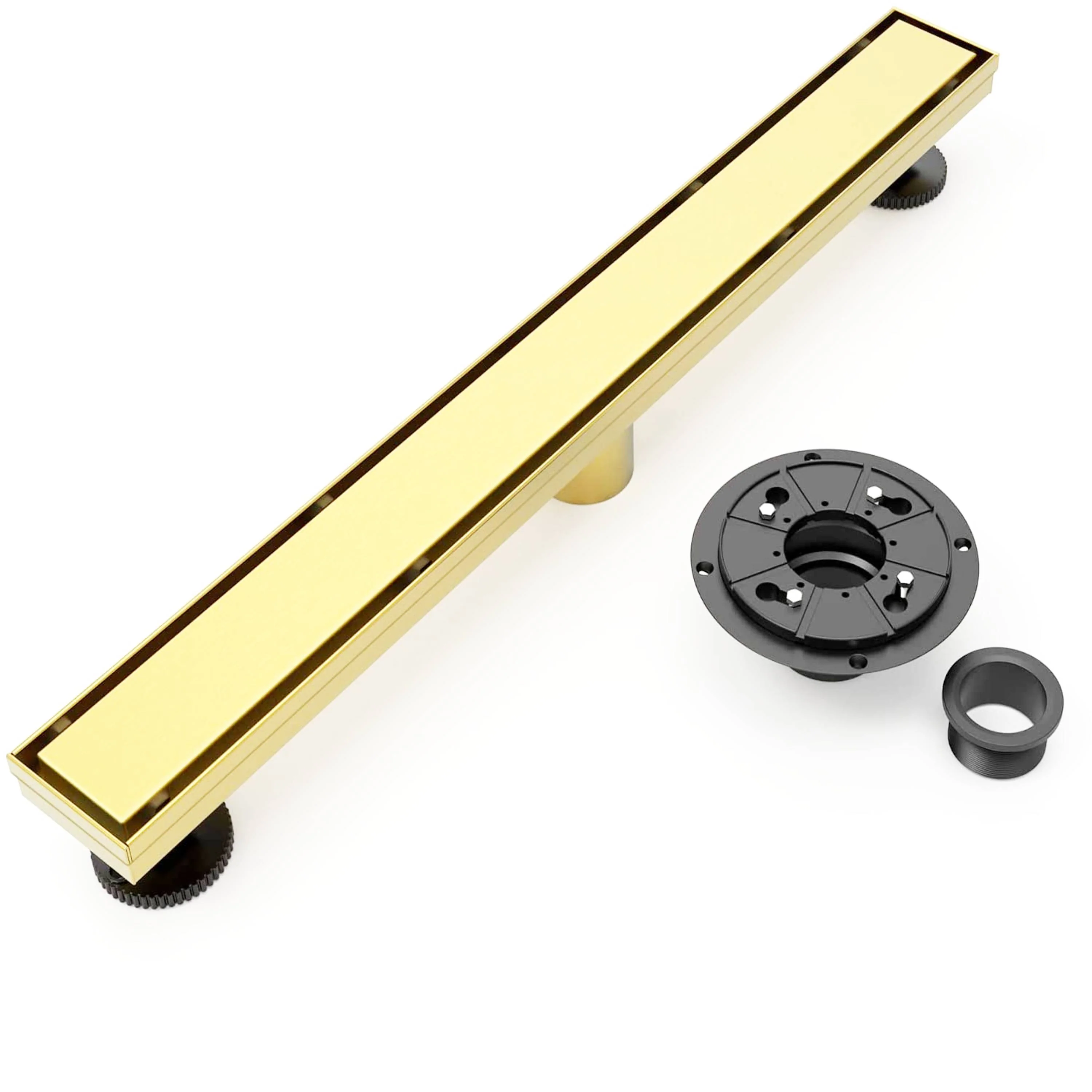 matte black Linear shower drain stainless steel material 24 inch with tile insert 2-in-1 cover with hair strainer and adjustment feet - Image 5