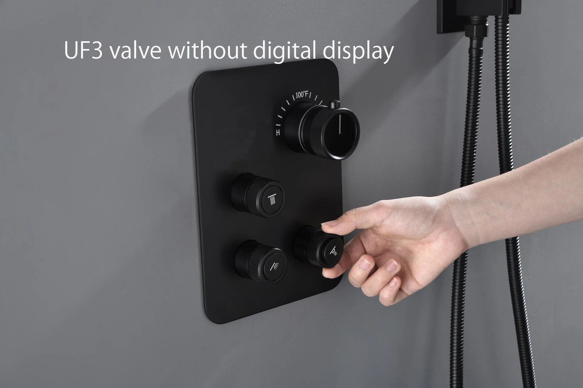 Matte Black 3-Way Thermostatic Shower System: 12'' or 16'' Rain Head, Optional LED, Simultaneous Function - Image 11