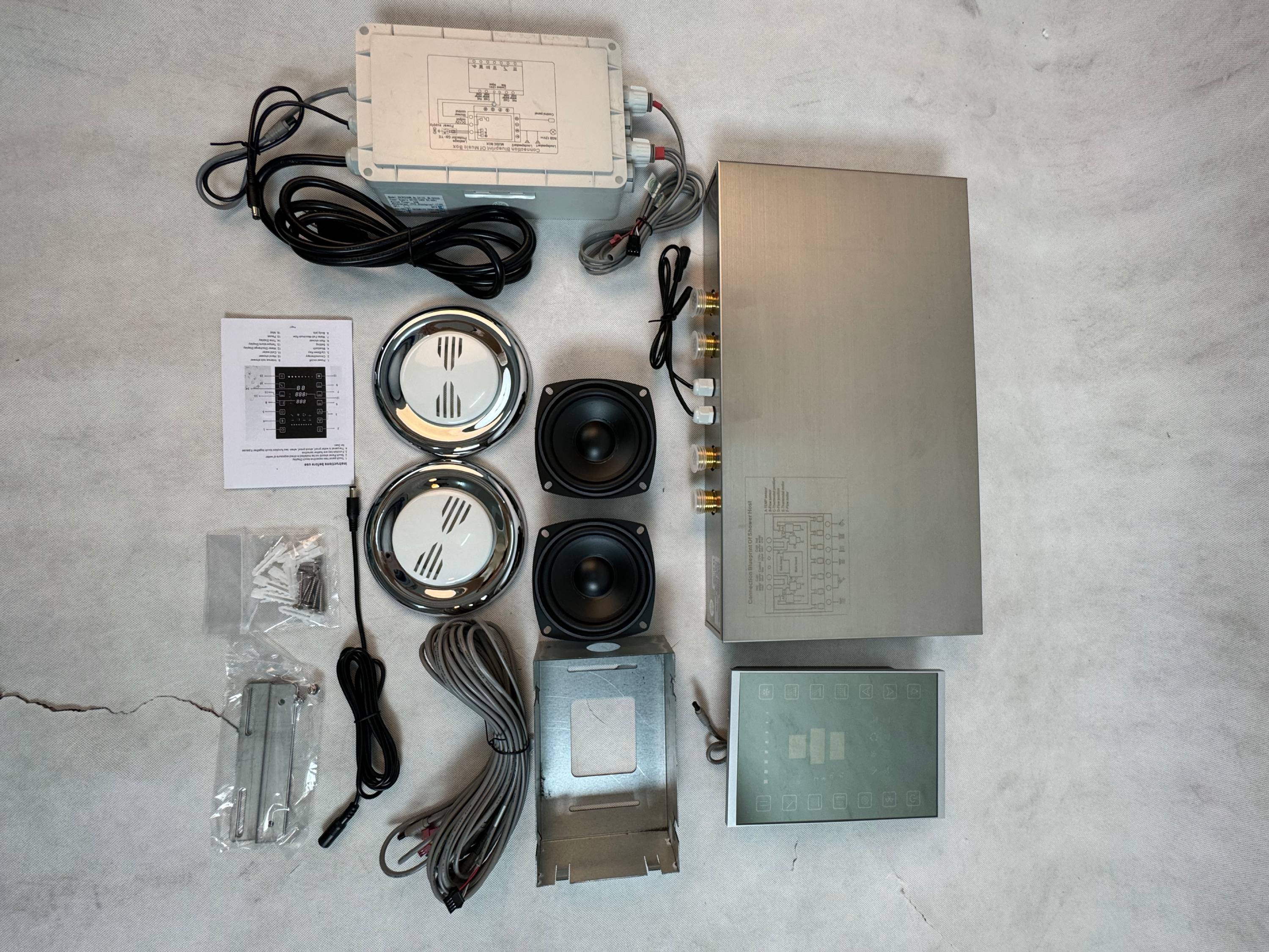 48" x 24" Flush Mount Rainfall Waterfall Shower System with LED, 6-Way touch Thermostatic Faucet, Dual Regular Heads - Image 16