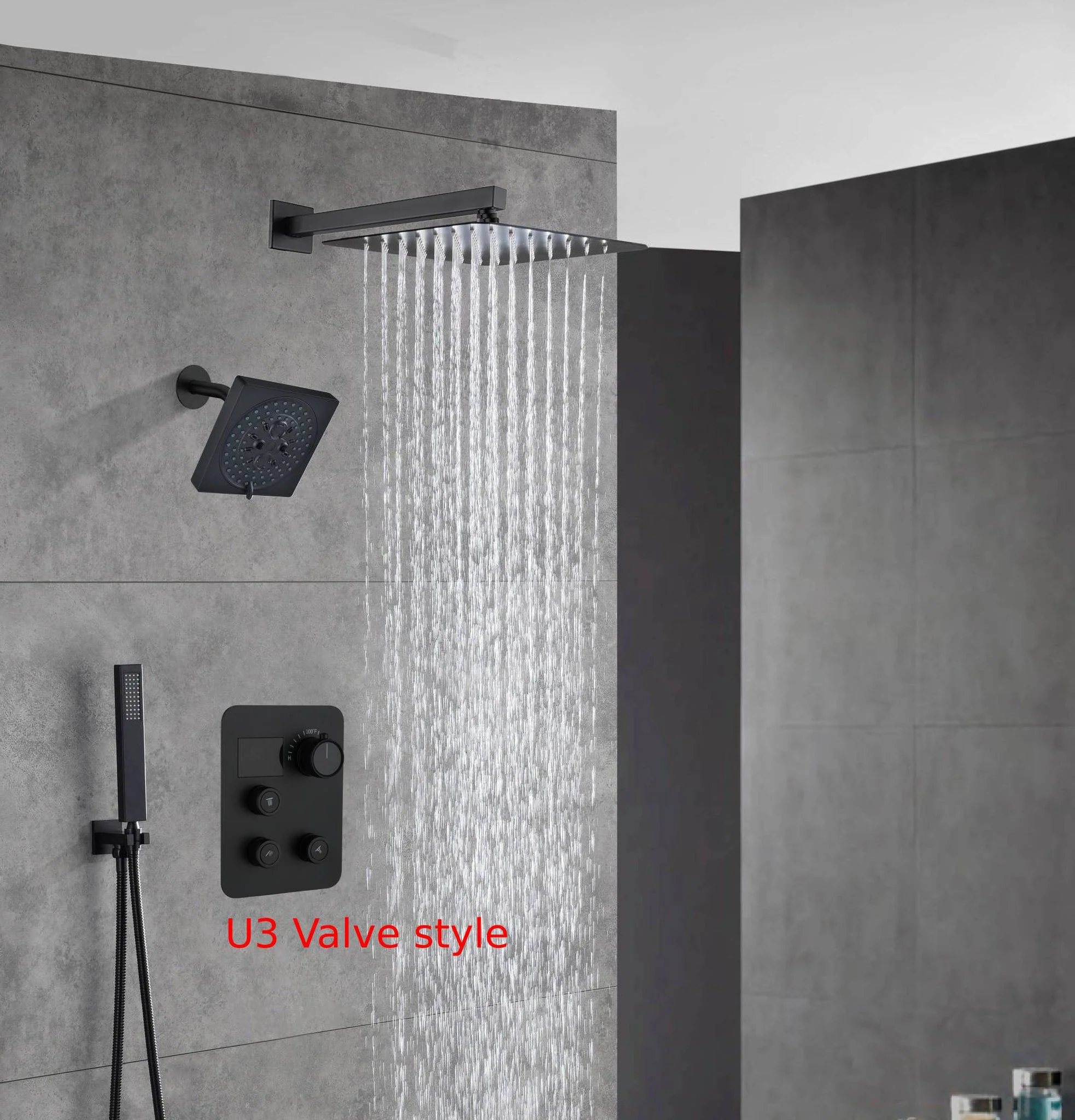 6" Regular Shower Head with Wall Mount Rainfall Shower Head - 3-Way Digital Thermostatic System - Image 3