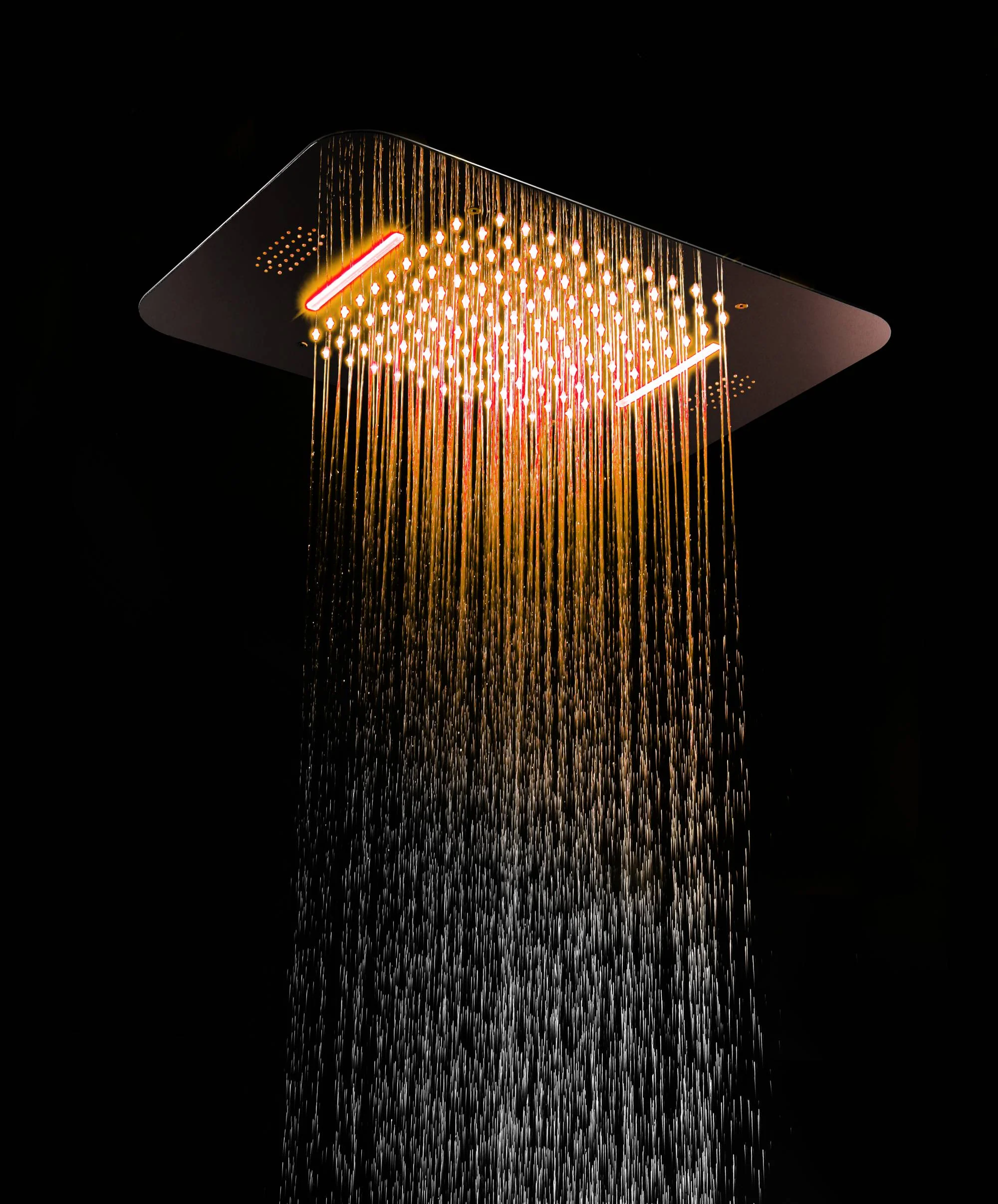 64 LED colors chrome music led flushed in 23x15inch shower head 4 way thermostatic valve that each function run at the same time and separately - Image 3
