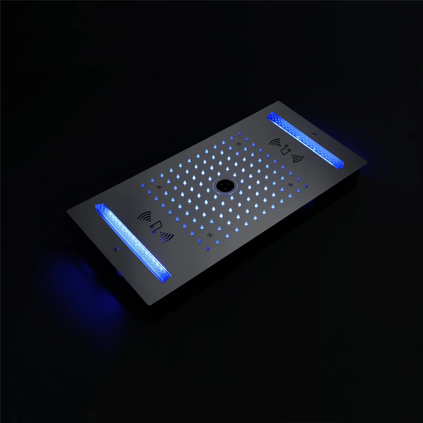 64 LED colors music led flushed in 24x12 inch 3 functions shower head 6 way thermostatic shower faucet with 6'' regular head and 6 body jets - Image 14