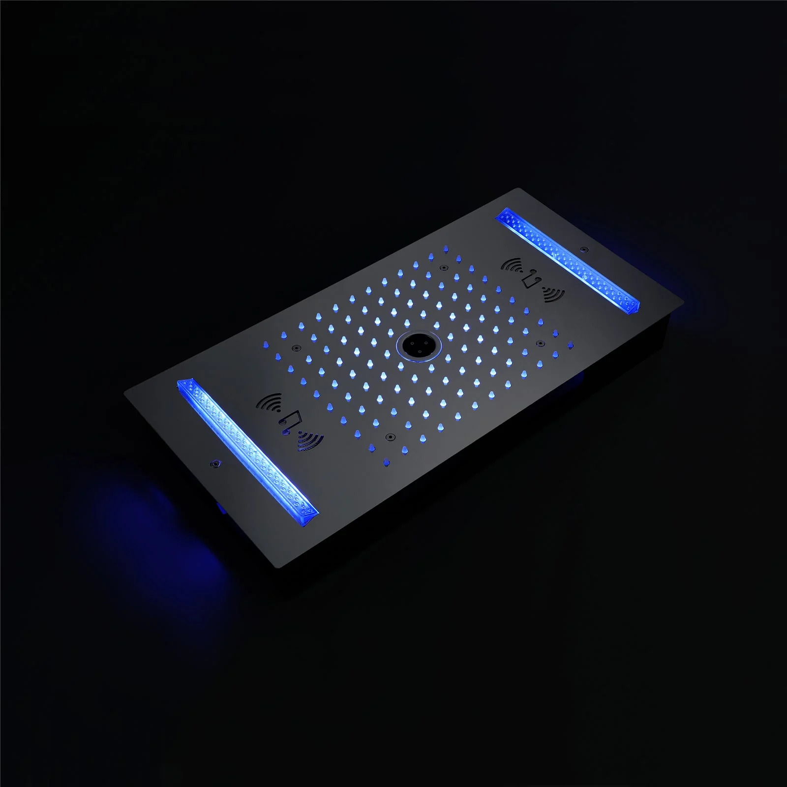 64 LED colors music led flushed in 24x12 inch 3 functions shower head 6 way thermostatic shower faucet with 6'' regular head and 6 body jets - Image 22