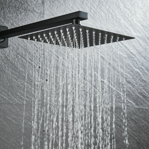 Matte Black Wall Mounted Rainfall Shower Faucet Dual Function with Pressure Balance Rough-In Valve - Image 5