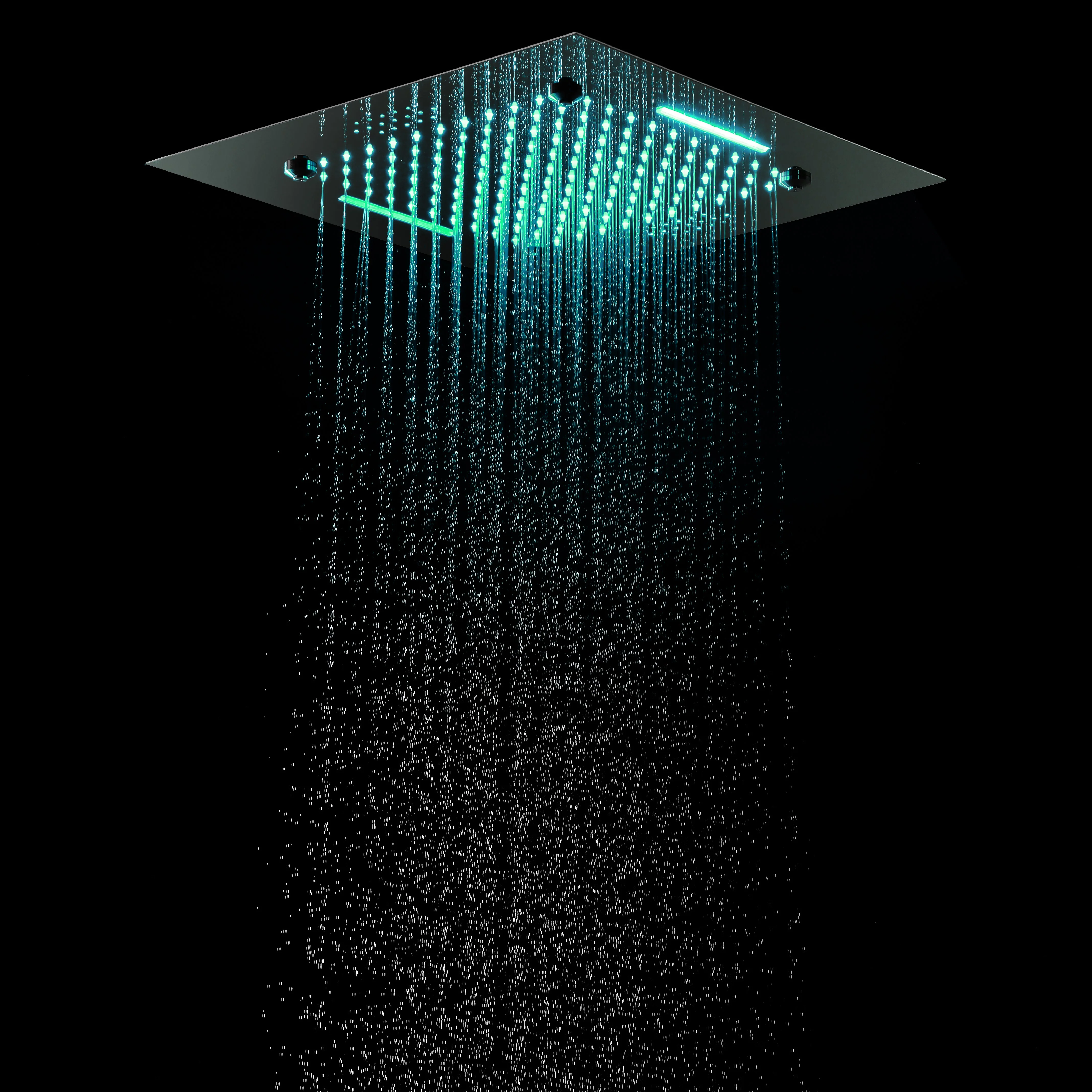 Bluetooth Music 64 LED colors 20inch chrome flushed on rainfall waterfall mist shower systems 3 or 4 way thermostatic valve with touch panel - Image 4