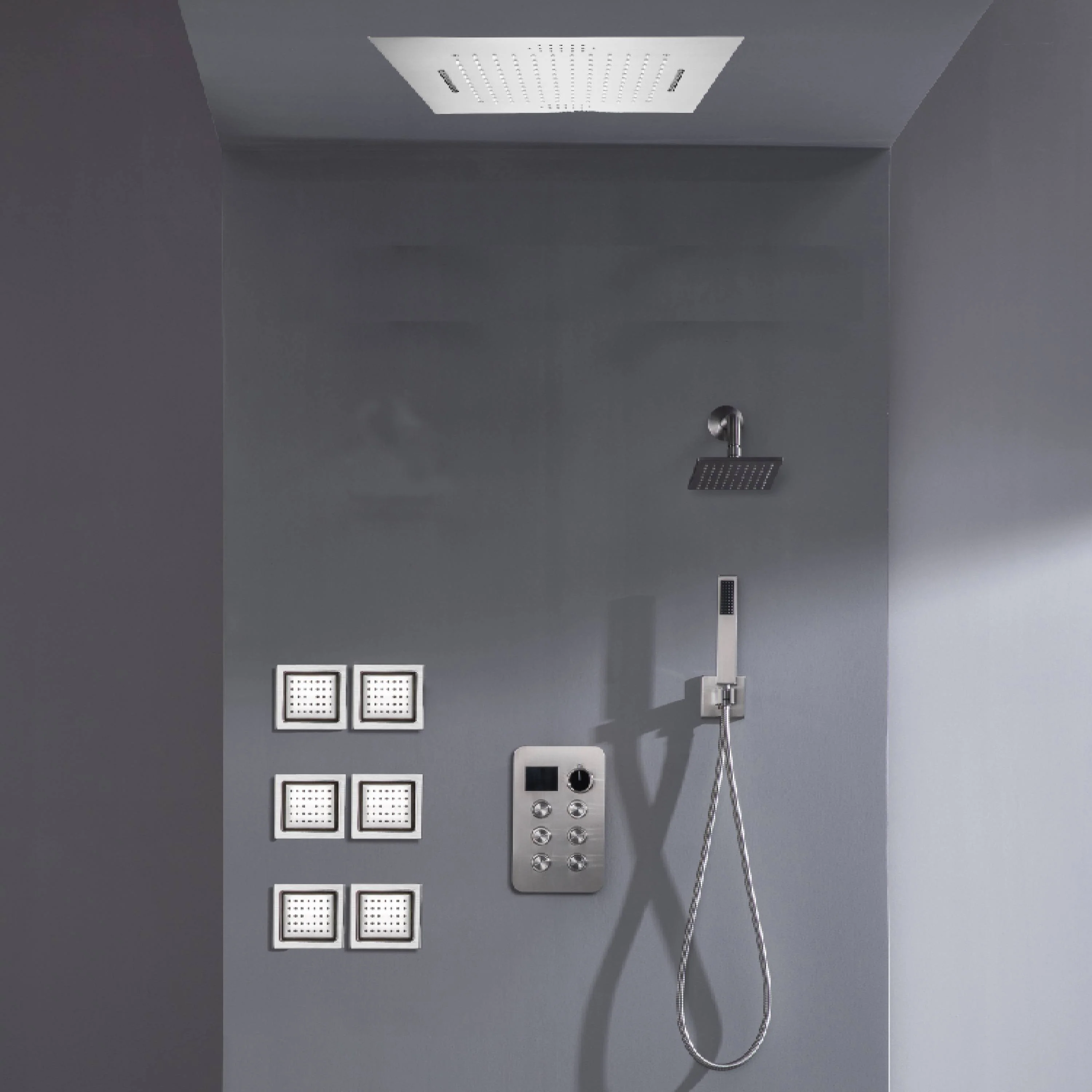 Bluetooth Music LED 6-Way Digital Thermostatic Shower System with Waterfall,6 Body Jets, Regular Head - Image 5