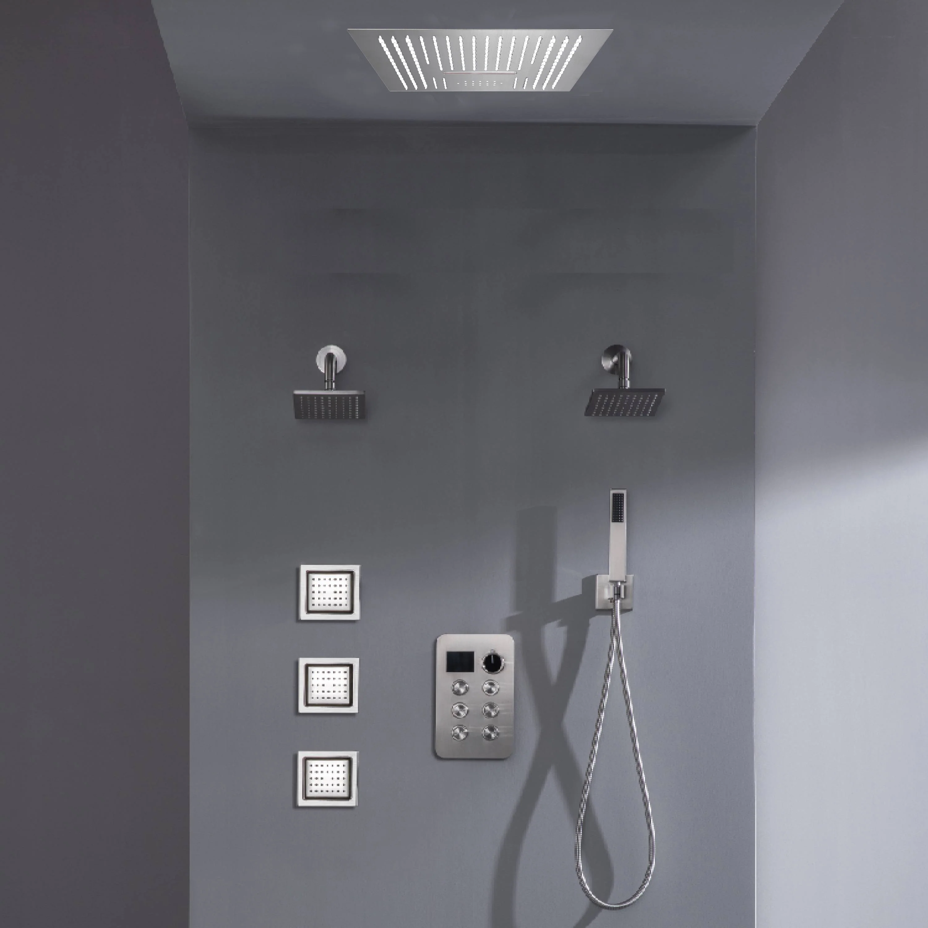 16-inch Bluetooth Music LED 6-Way Digital Thermostatic Shower System with Waterfall,3 Body Jets, Regular Head - Image 3