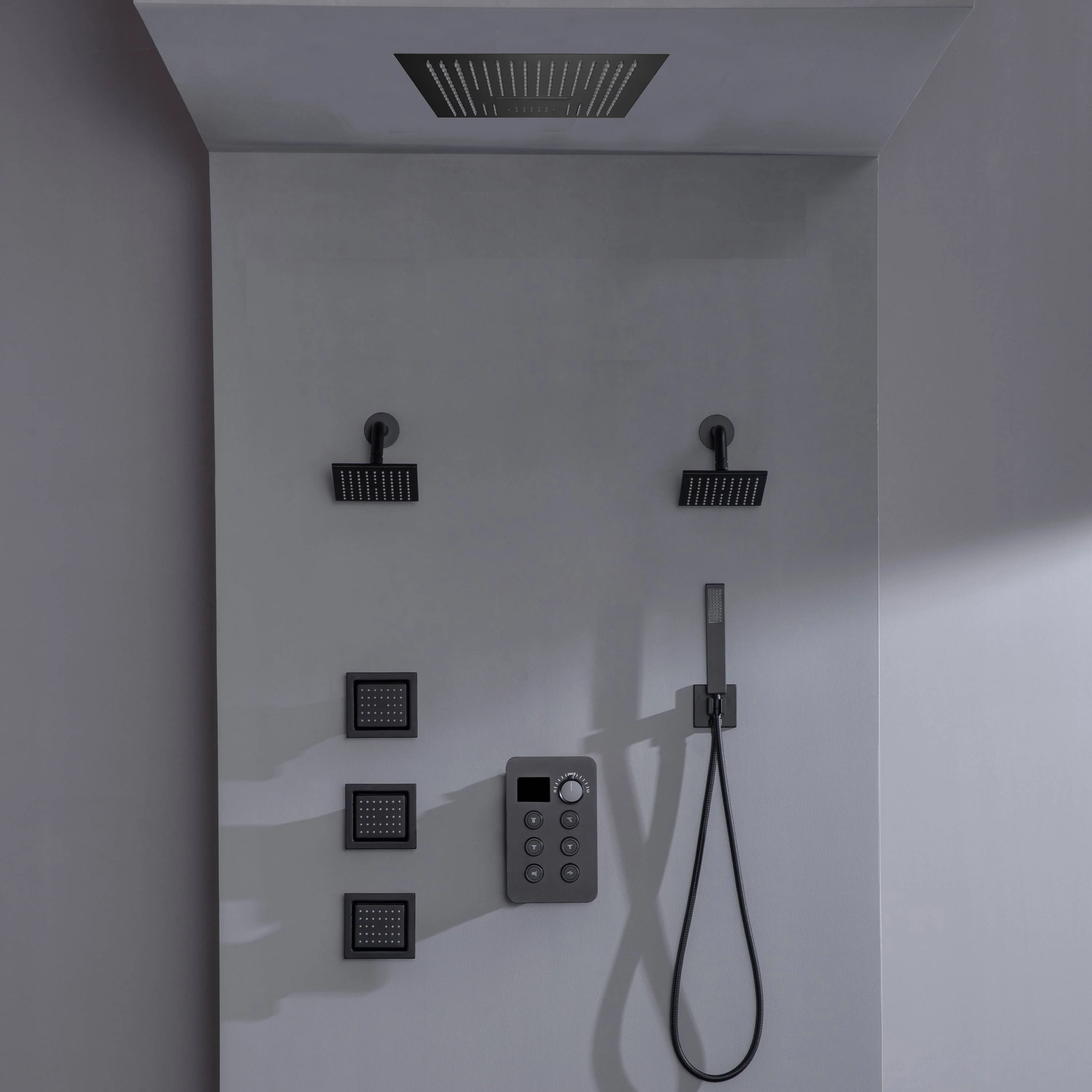 16-inch Bluetooth Music LED 6-Way Digital Thermostatic Shower System with Waterfall,3 Body Jets, Regular Head - Image 5