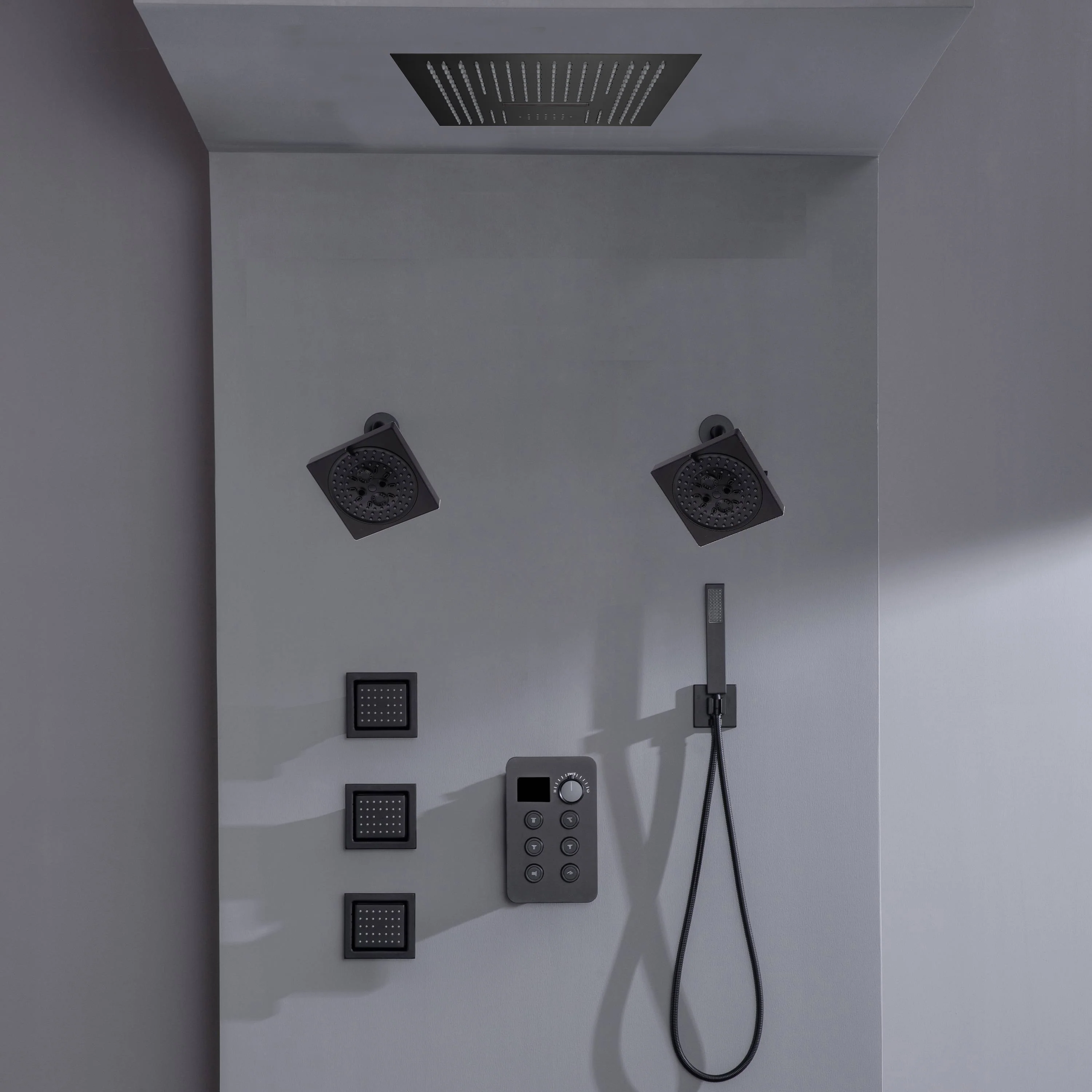 16-inch Bluetooth Music LED 6-Way Digital Thermostatic Shower System with Waterfall,3 Body Jets, Regular Head - Image 6