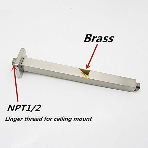 Brass 11-Inch Ceiling Mount Shower Arm (Brushed Nickel) with flange - Image 3