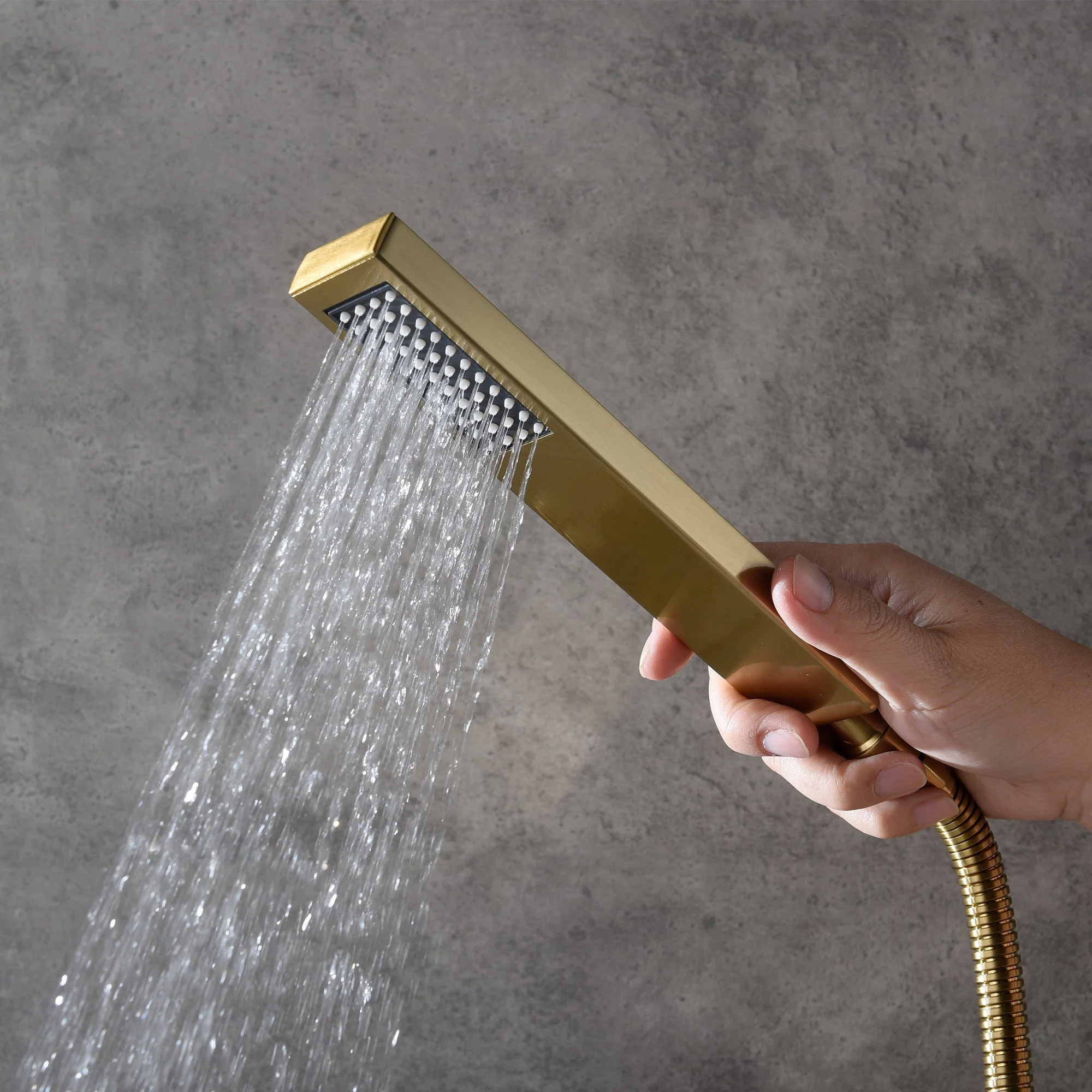 Brushed gold ceiling mount 12 inch or 16 inch rain head 4 way digital display thermostatic shower faucet with Regular head and large body sprayers - Image 6