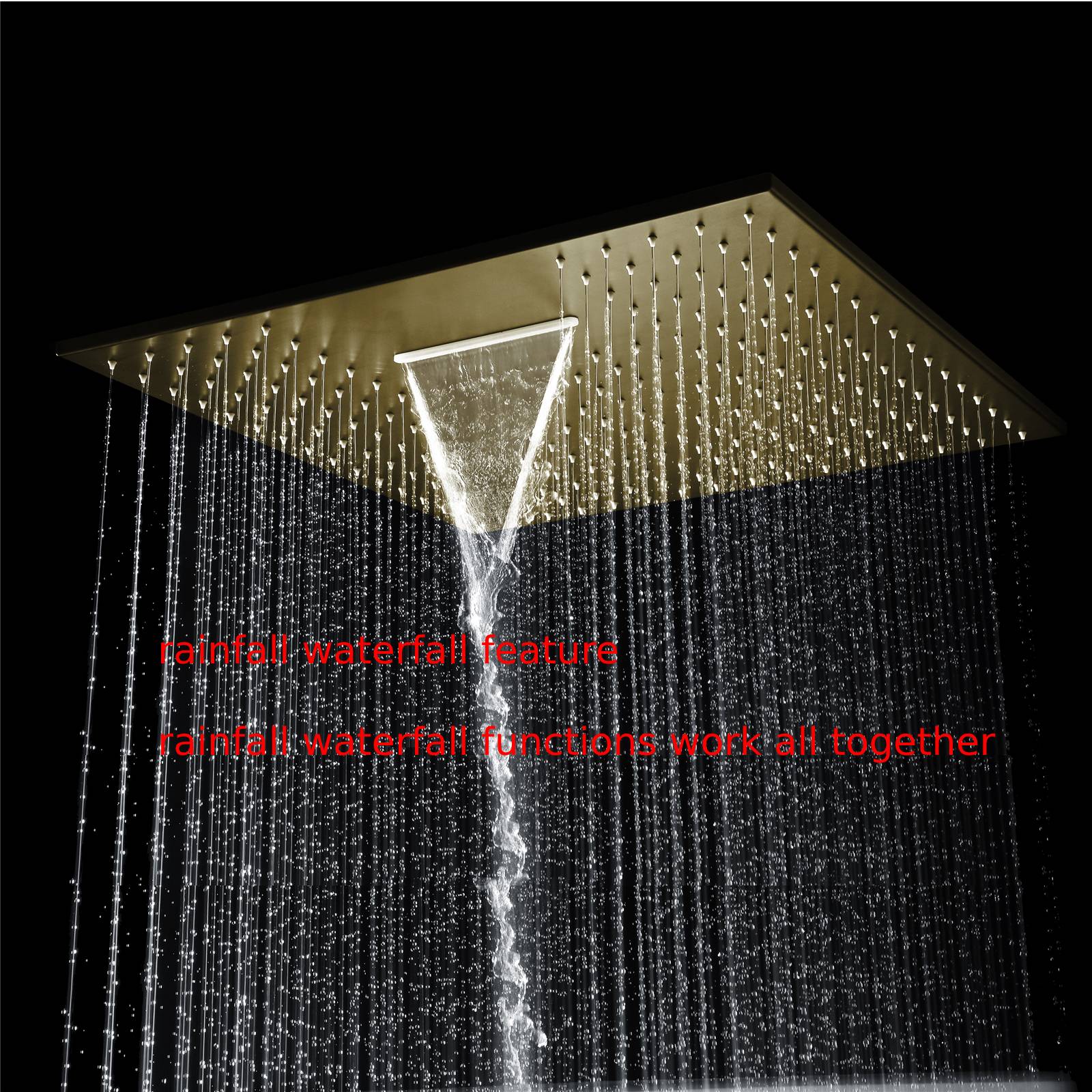 Brushed Gold Ceiling Mount Shower System with 4-Way Thermostatic Faucet - Image 21