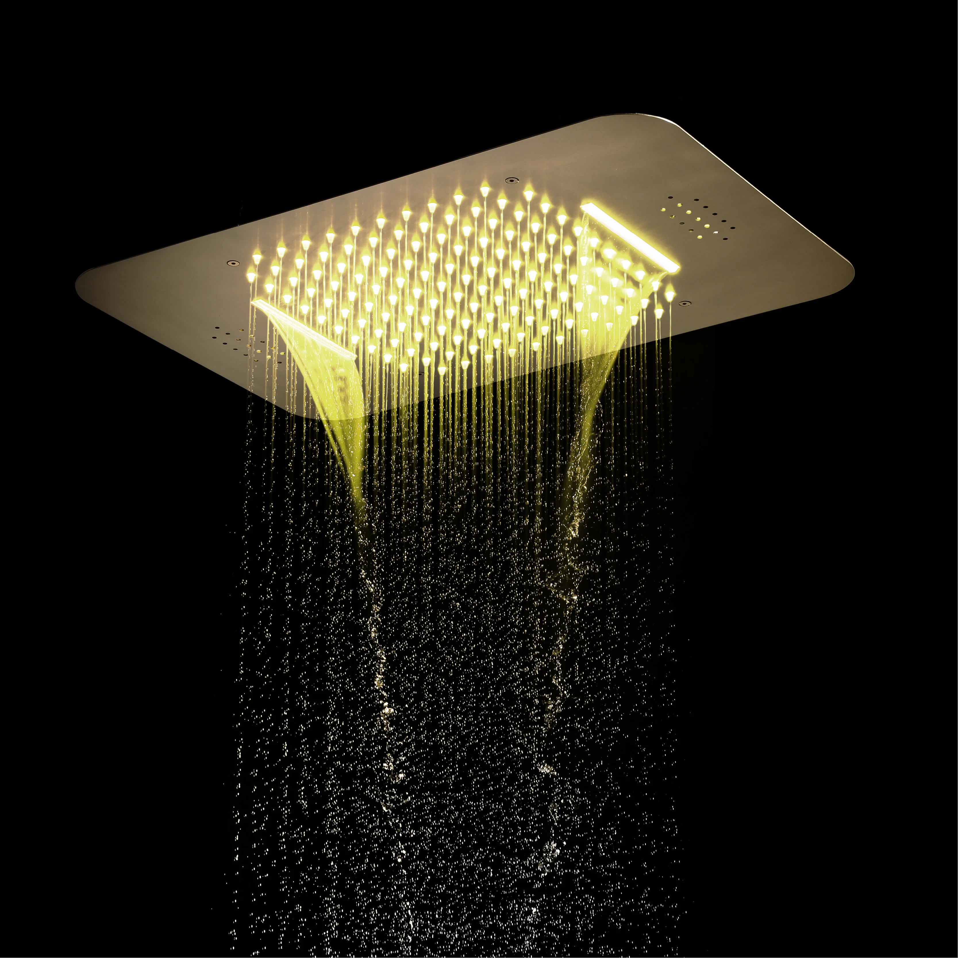 Brushed Gold 23x15" LED Music Shower Head with 4-Way Thermostatic Faucet - Image 5