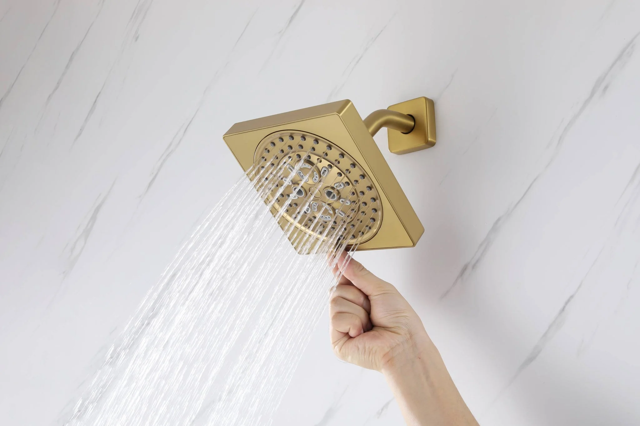 Brushed Gold 35" Bluetooth Music LED Shower System with Waterfall, 6-Way Touch Digital Thermostatic Valve, 3 Body Jets, Touch Panel - Image 18