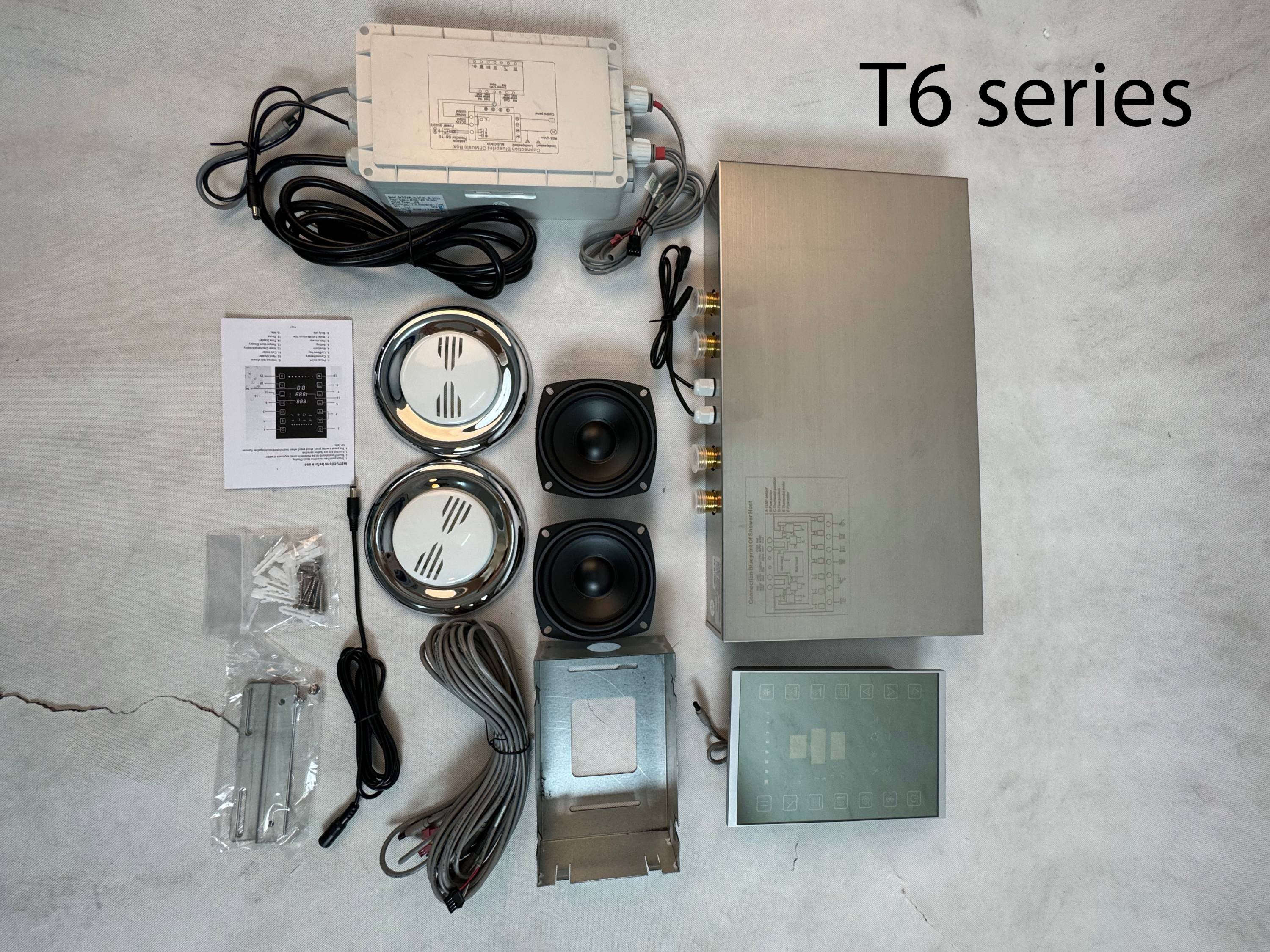 Brushed Gold 35" Bluetooth Music LED Shower System with Waterfall,rainfall water column 6-Way Digital Thermostatic Valve, Body Jets, Touch Panel - Image 15
