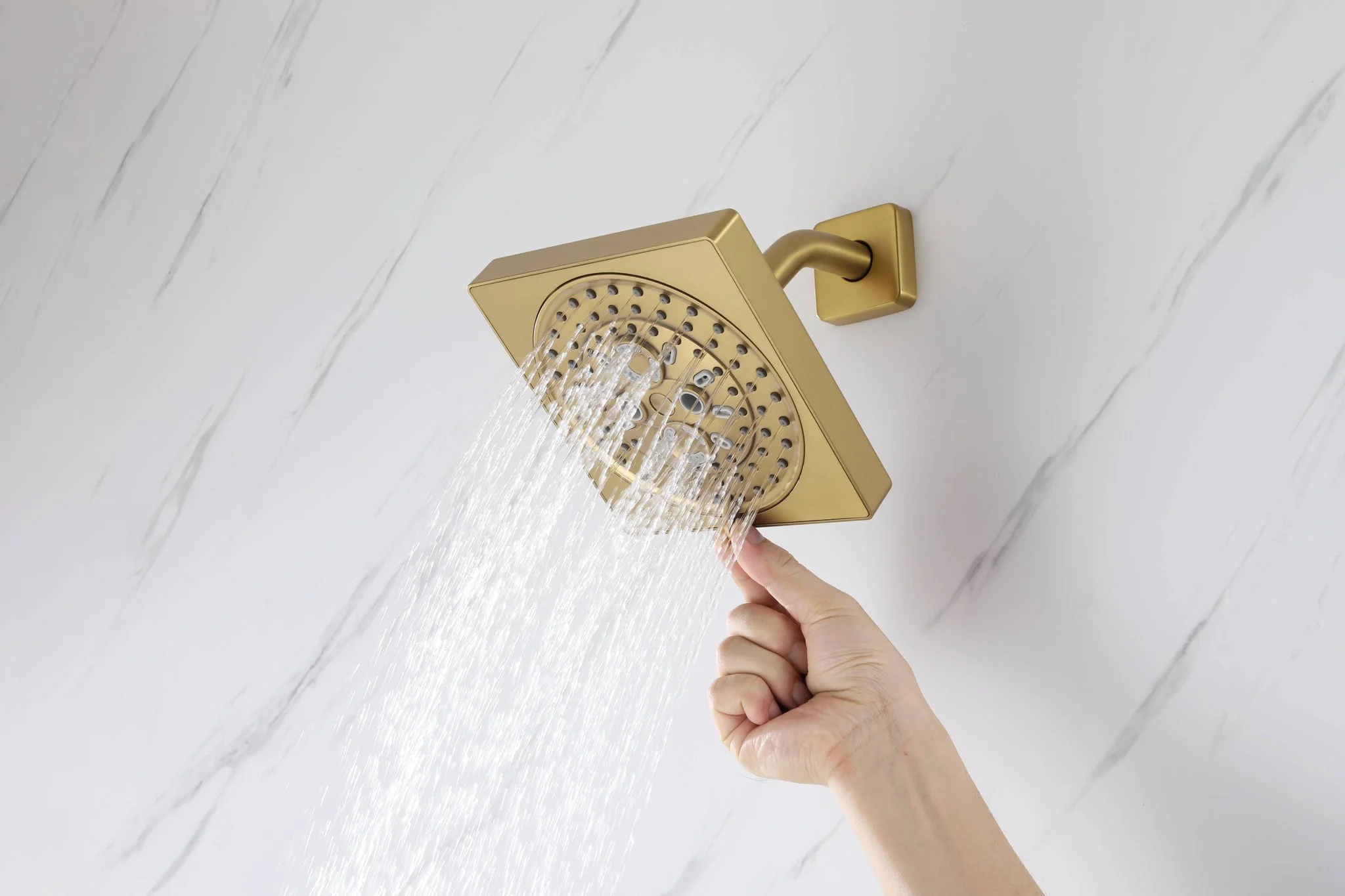 Brushed Gold 35" Bluetooth Music LED Shower System with Waterfall, 6-Way Digital Thermostatic Valve, 6 Body Jets, Regular Heads - Image 17