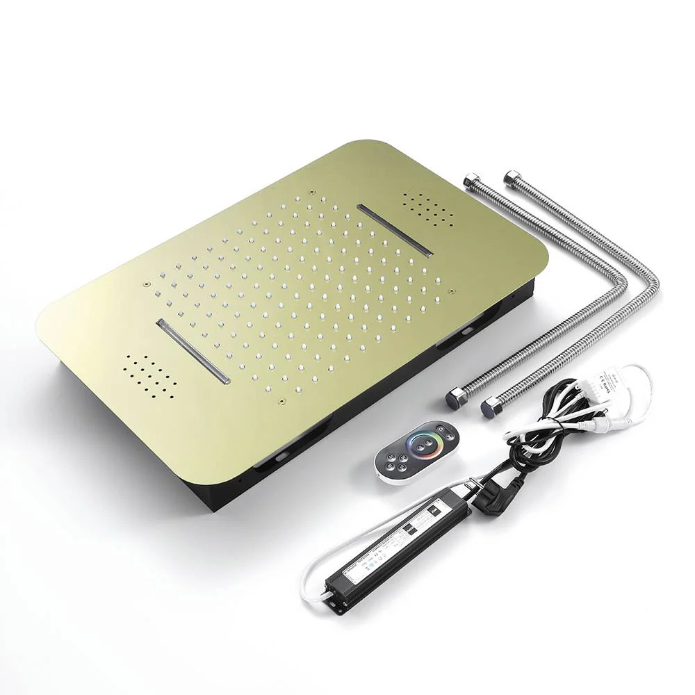 Brushed Gold LED Shower System: 23" x 15" or 20" x 20" Flush Mount with 6-Way Control - Image 19