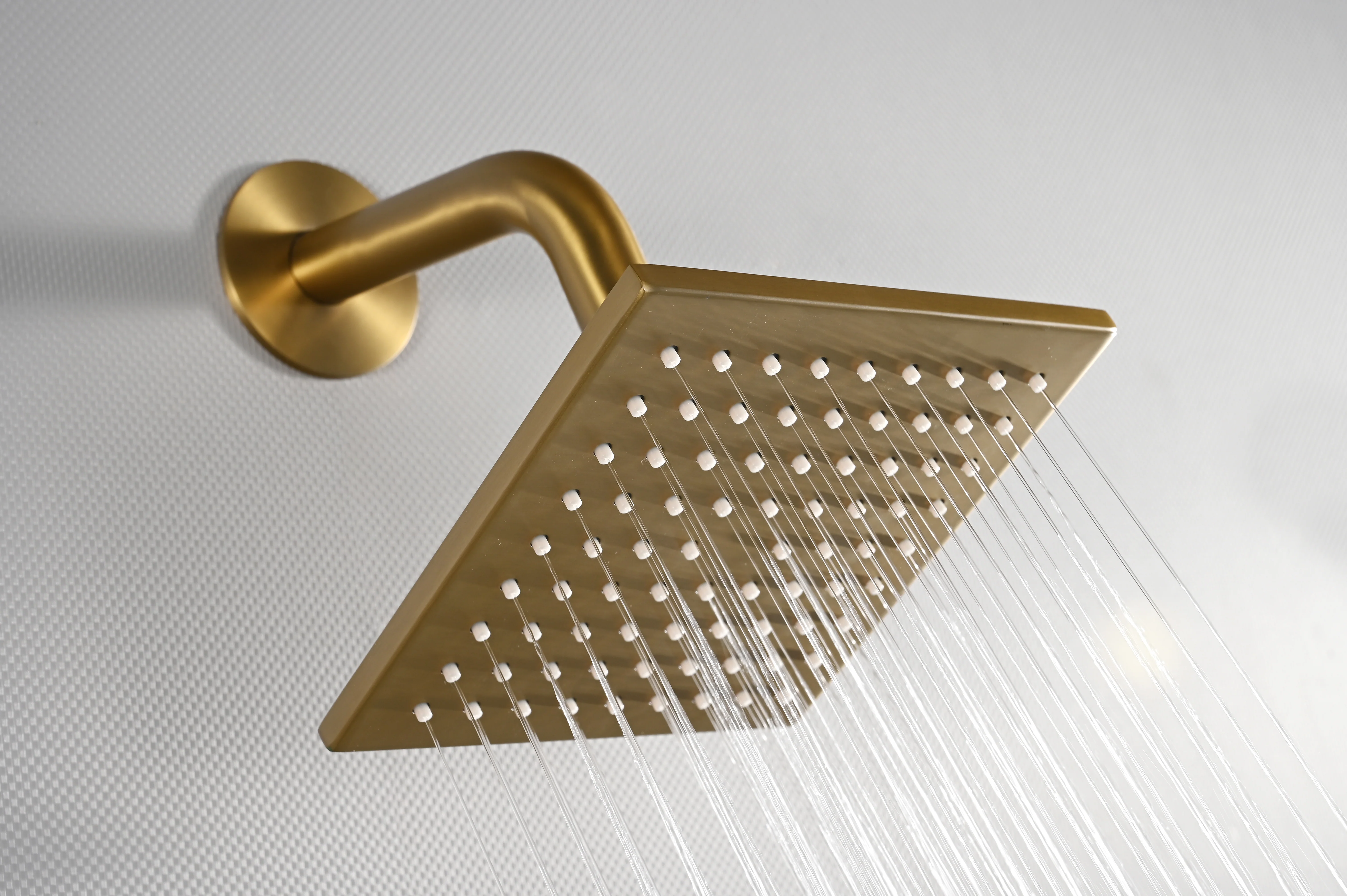 Brushed Gold High Pressure Rainfall Shower Head with 3-Way Thermostatic Shower Faucet - Simultaneous and Independent Functionality - Image 15