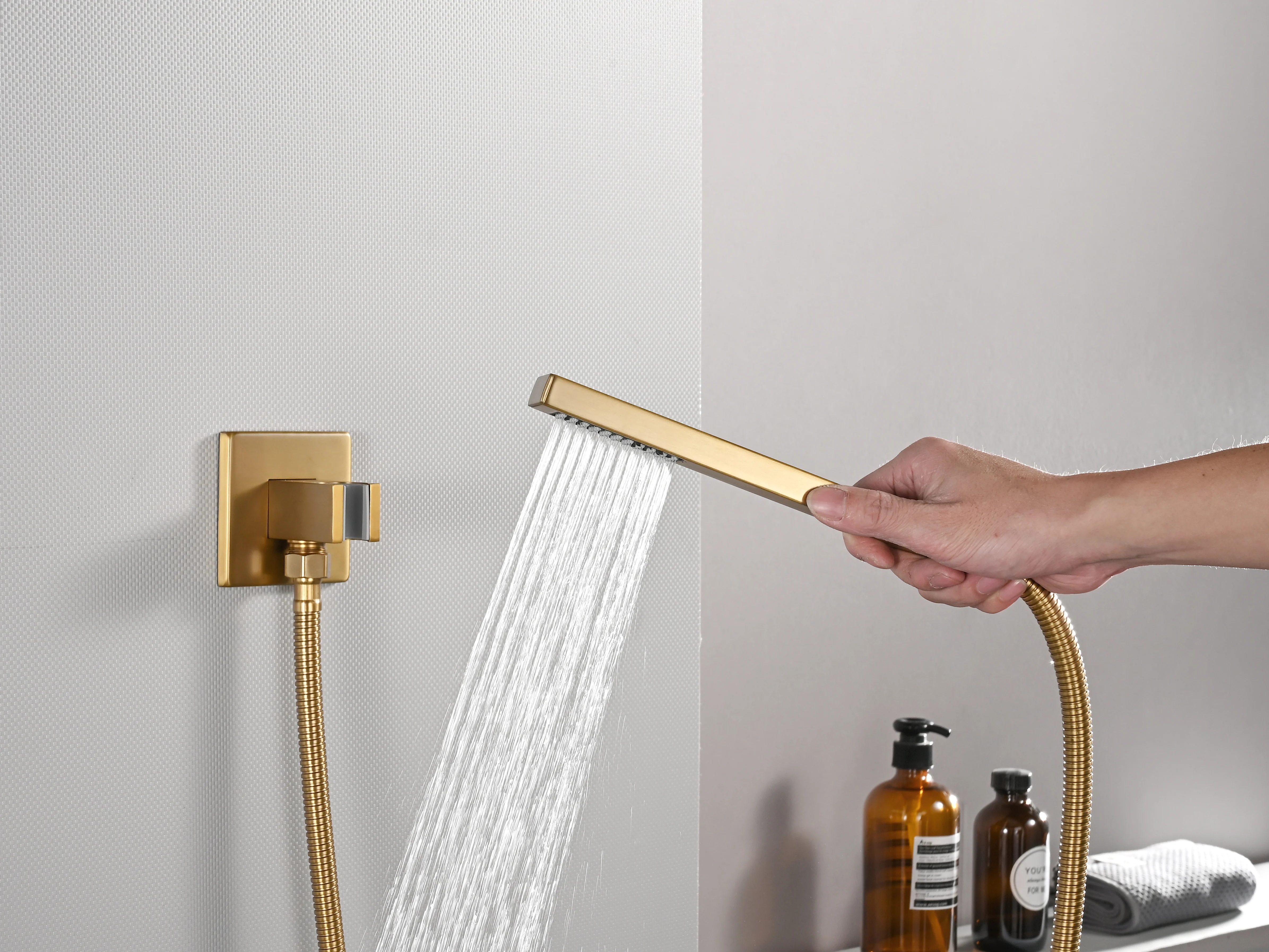 Brushed Gold High Pressure Rainfall Shower Head with 3-Way Thermostatic Shower Faucet - Simultaneous and Independent Functionality - Image 27