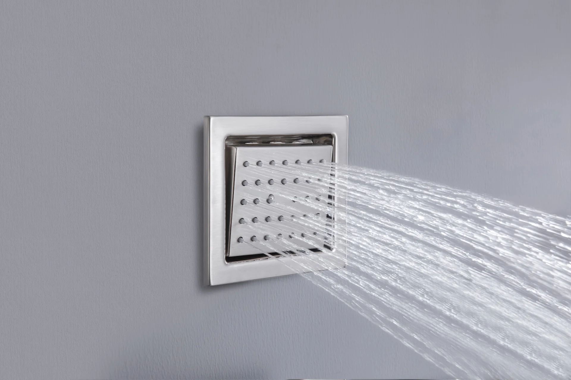 24 inch flush mount rainfall waterfall shower head 6 way thermostatic shower faucet with handle wand and Body Jet and dual regular headss - Image 30