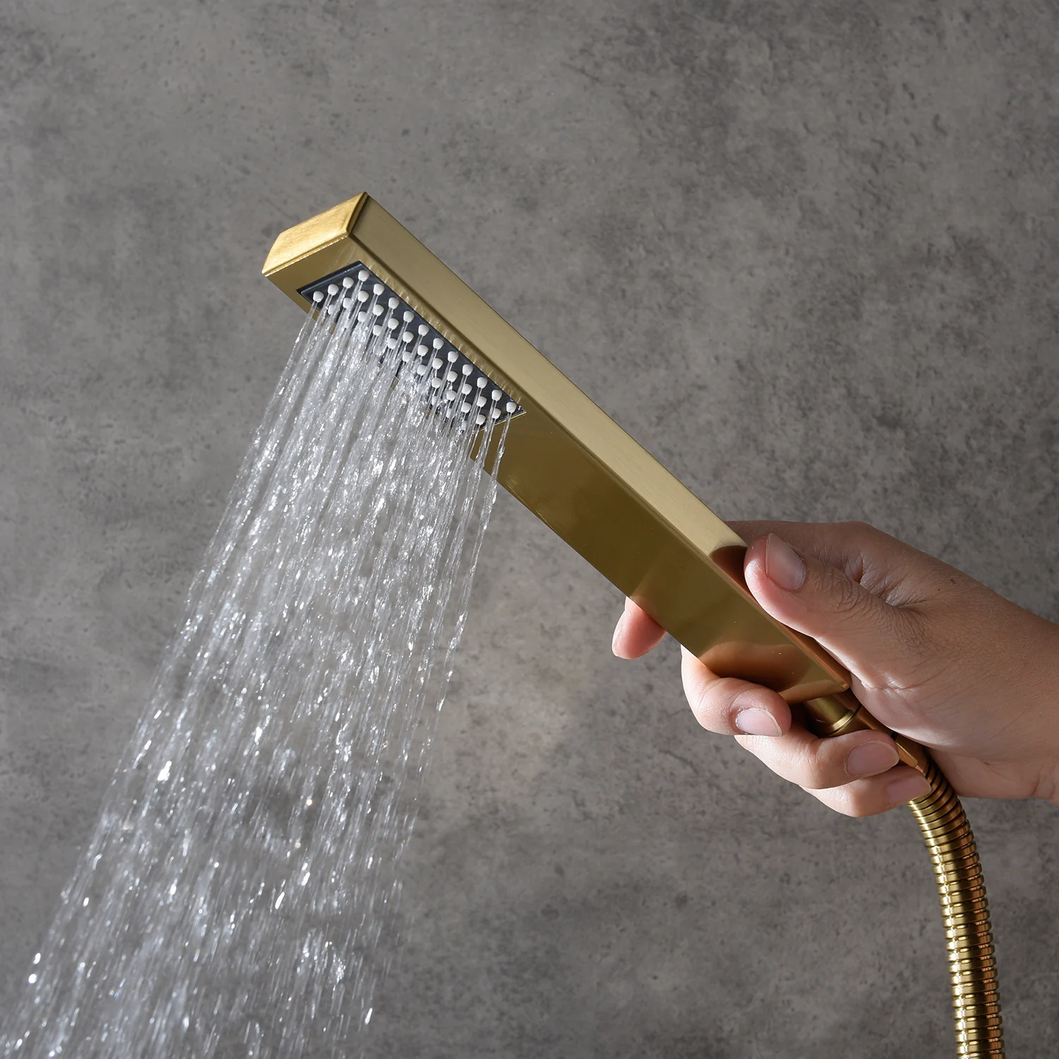 Brushed Gold Wall-Mounted Shower Faucet with 3-Way Digital Display, Optional 6'' Regular Head or 12'' Rain Head - Image 10