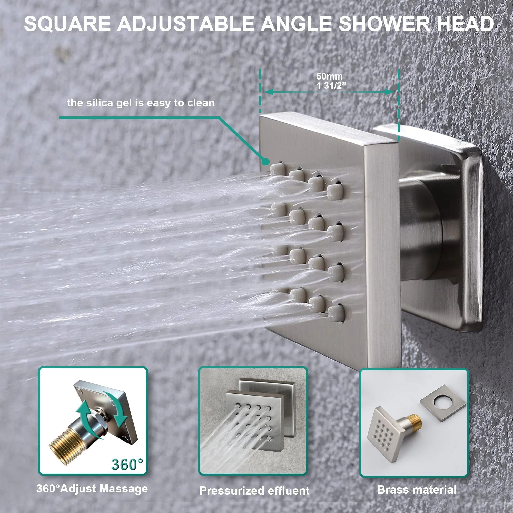 Brushed Nickel 6-Way Digital Thermostatic Shower Faucet: 20" Rainfall Head with LED Lights, Regular Head, 6 Body Jets - Image 5