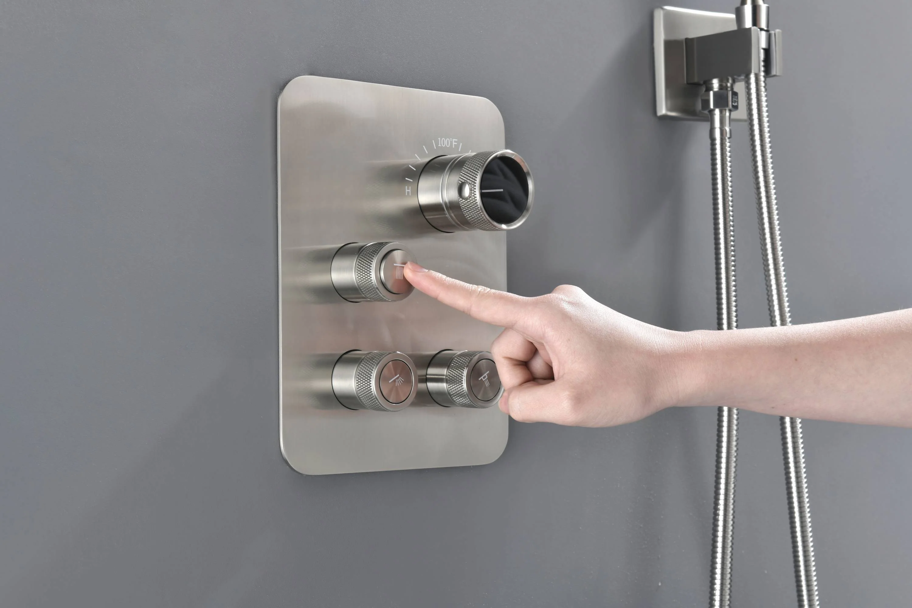 6 inch regular head high pressure shower head 3 way thermostatic shower heads system with sliding bar and 4 jets - Image 17