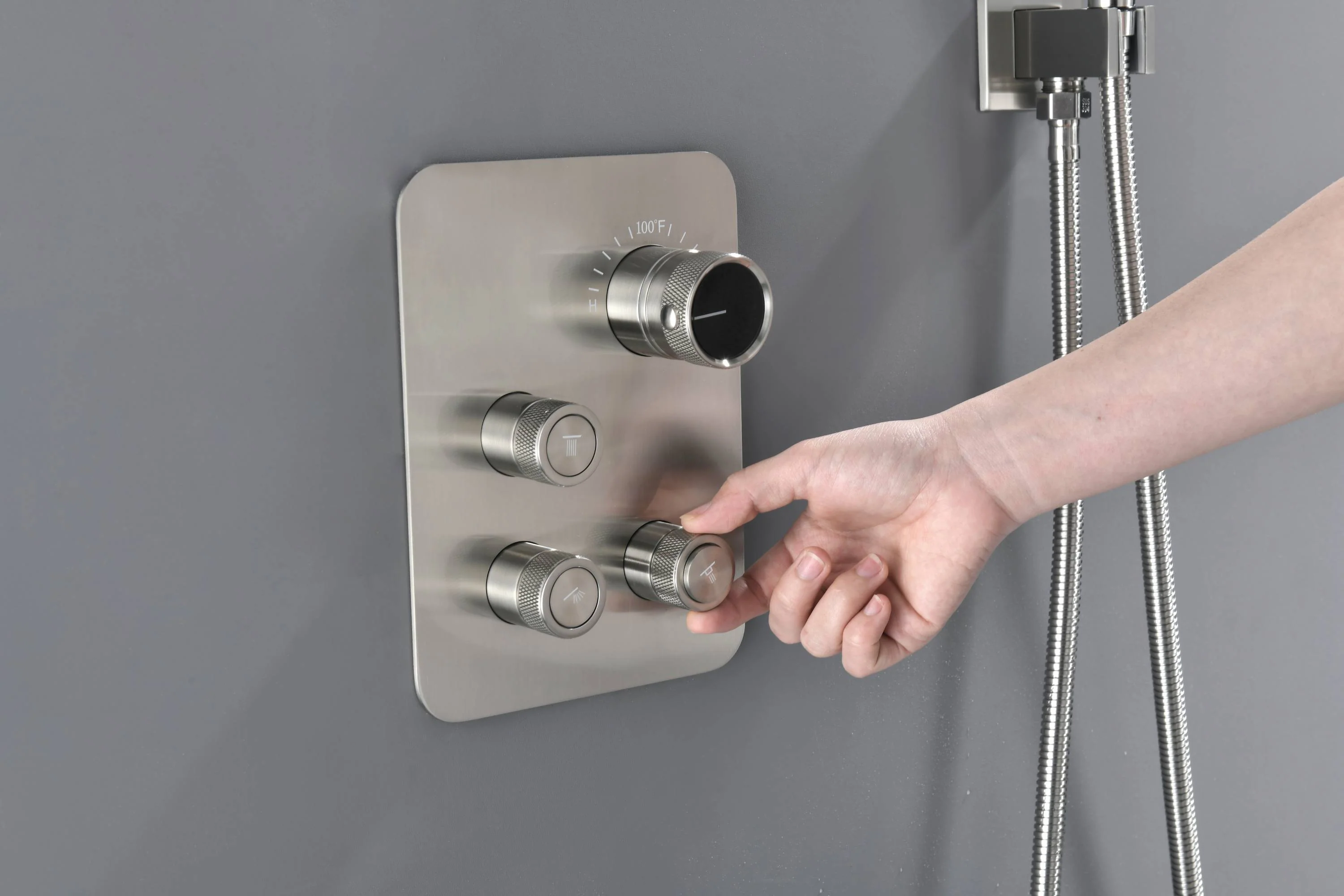 6 inch regular head high pressure shower head 3 way thermostatic shower heads system with sliding bar and 4 jets - Image 18