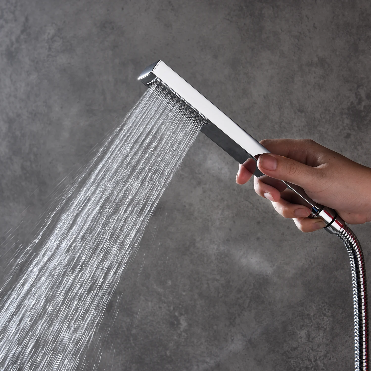 Chrome Ceiling Mounted 3-Way Thermostatic Shower Faucet with Wall Mount Regular Shower Head and 6-Inch Wall Mount Rainfall Shower Head - Image 8
