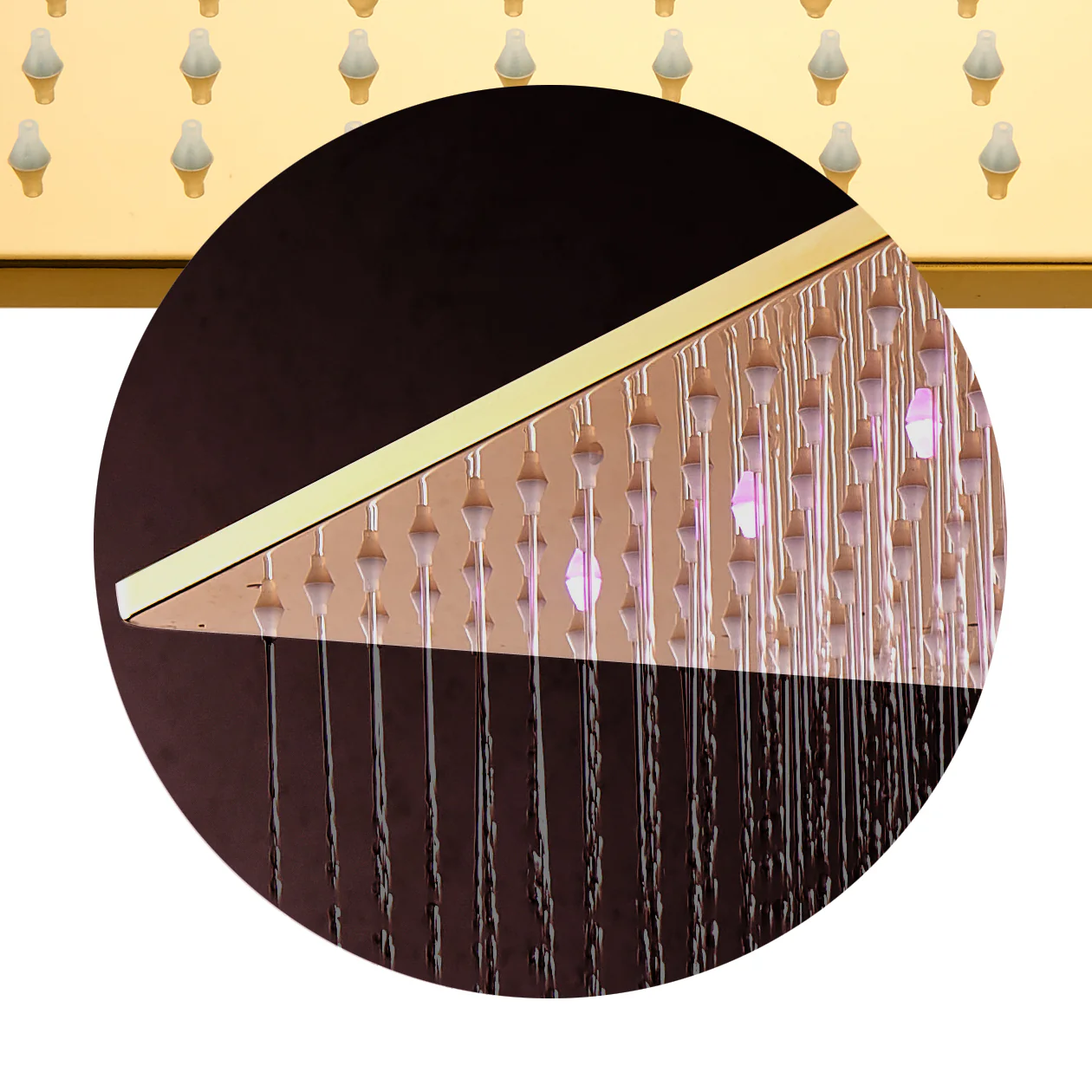 Polished Gold Wall-Mounted Shower Faucet Set with Rainfall Head - Available in 12 or 16-Inch with Optional LED Light - Image 4