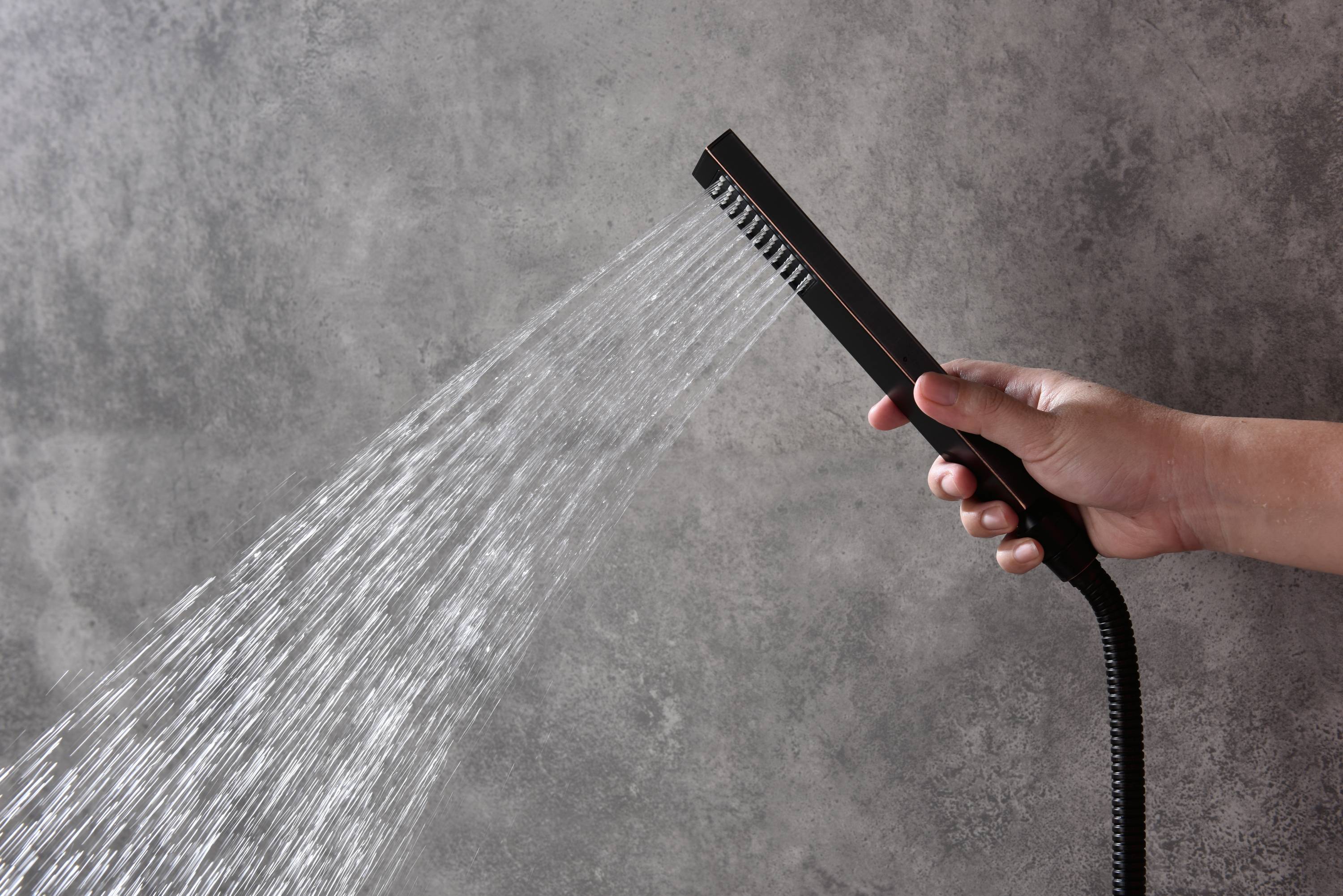 Oil Rubbed Bronze 12-Inch Rainfall Shower Head with 3-Way Thermostatic Faucet System and High-Pressure Regular Shower Head - Image 9