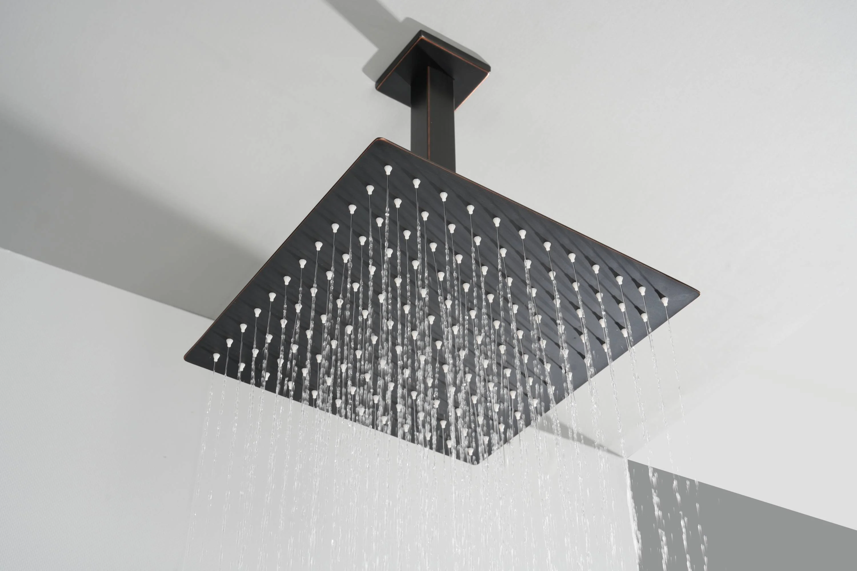 Oil Rubbed Bronze Ceiling Mount Rainfall Shower Head with 4-Way Thermostatic System, Body Jets, and High Water Pressure Wall Mount Shower Head - Image 10