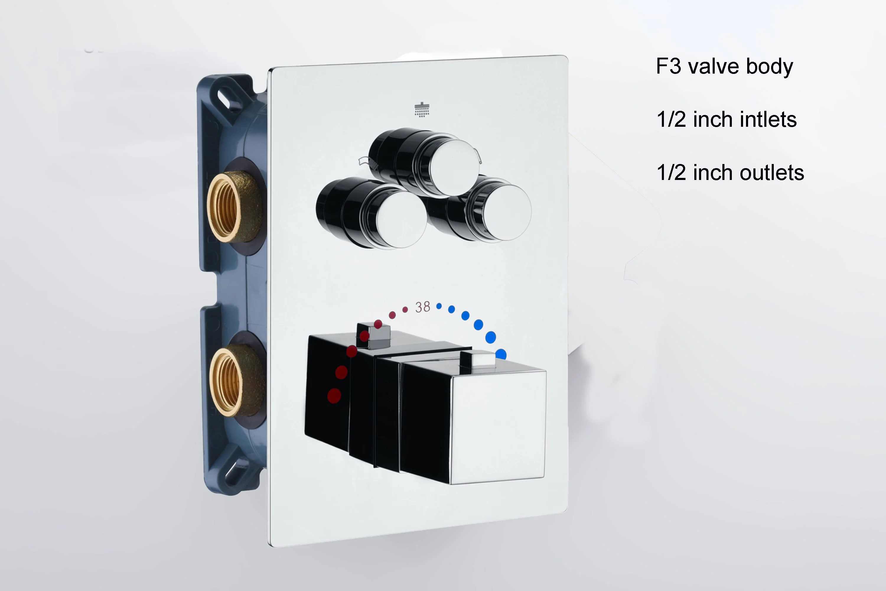 20-Inch or 24-Inch Chrome Rainfall Shower Faucets with Tub Spout - 3-Way Functionality and 3-Color LED Lights - Image 7
